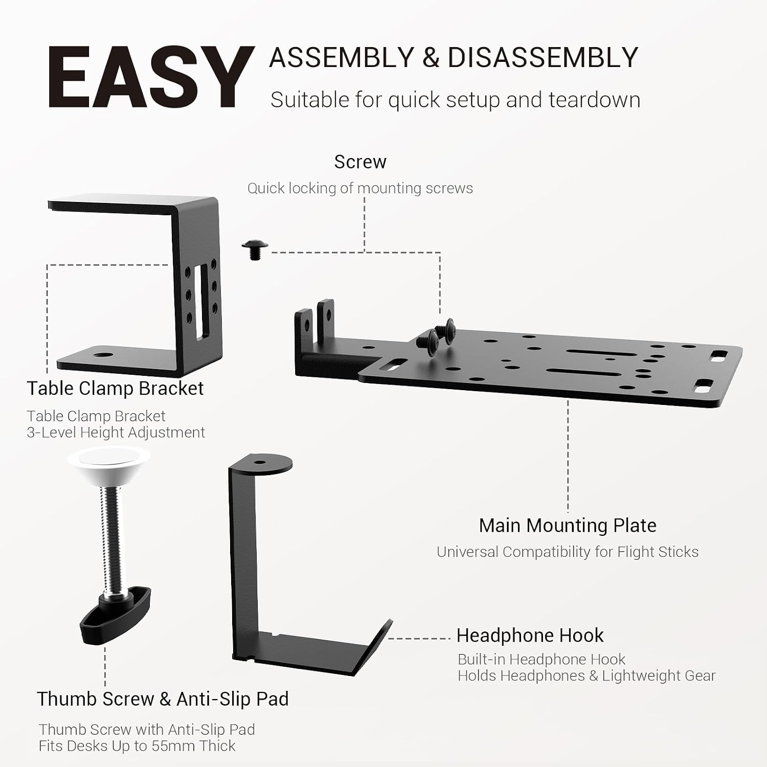 SOPORTE PARA PALANCA DE CAMBIOS SILVIP COMPATIBLE CON LOGITECH Y THRUSTMASTER CON PORTA AURICULARES - 4