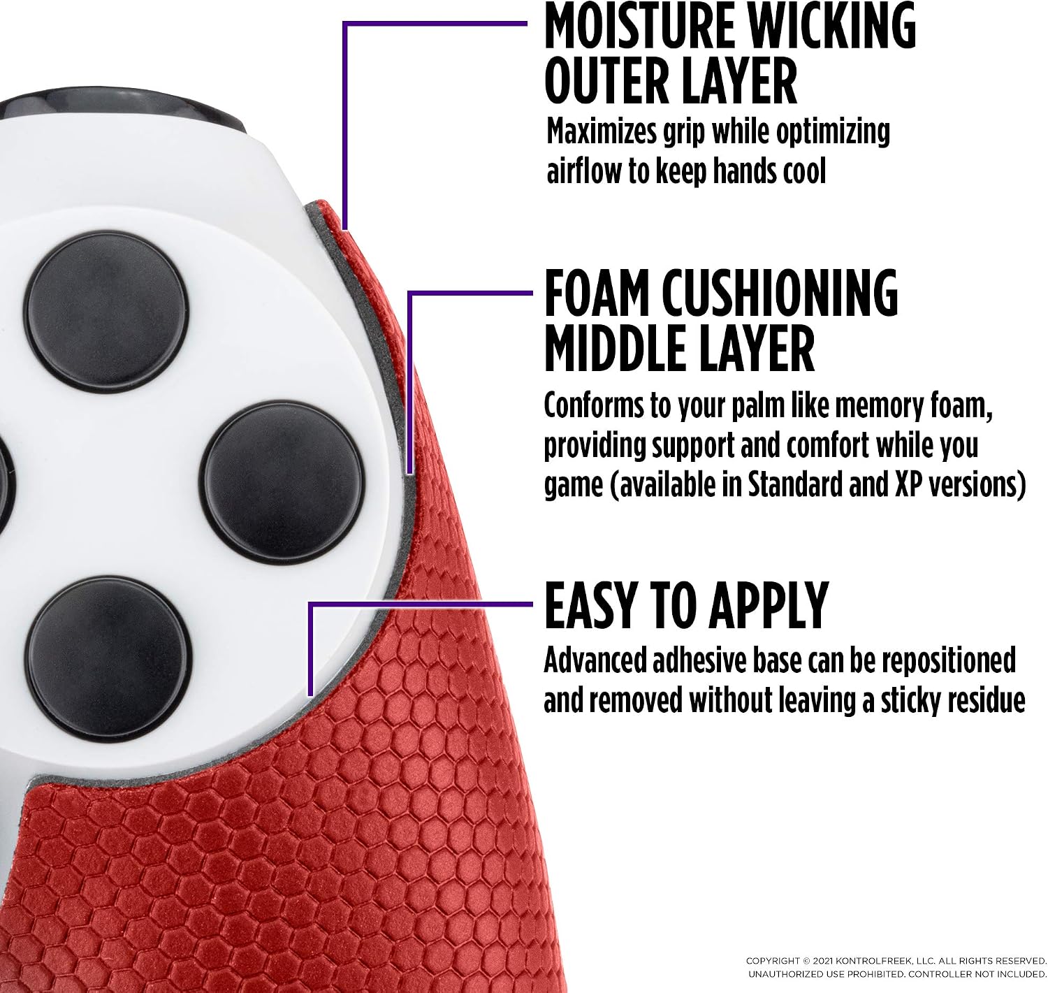 GRIP PARA CONTROL PLAYSTATION 4 KONTROLFREEK PERFORMANCE INFERNO ROJO - 3