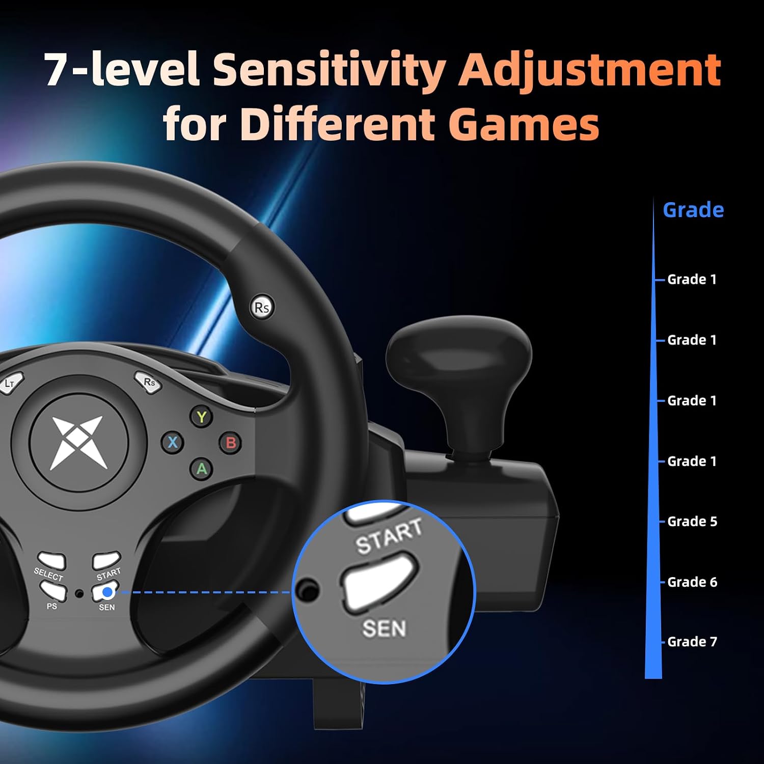 VOLANTE CON PEDALES DOYO GAMING PARA PC, XBOX ONE, XBOX SERIES X - 5