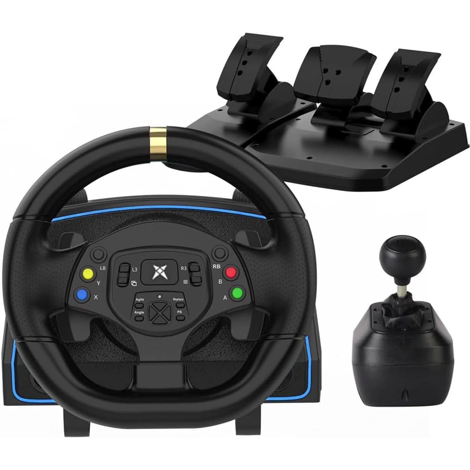 VOLANTE PARA PC NBCP F10 RACING WHEEL 1080° CON CAMBIO MANUAL - 1