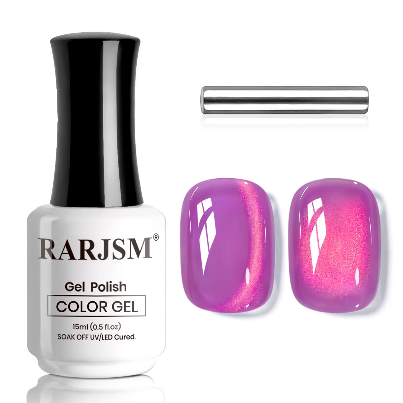 ESMALTE DE UÑAS GEL RARJSM DARK PURPLE CAT EYE 15ML CON IMÁN - 1