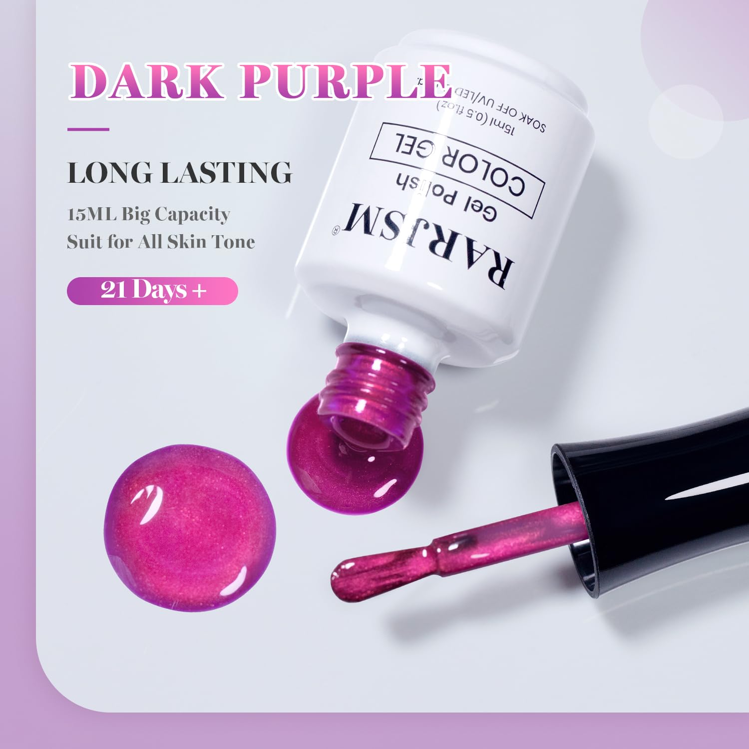 ESMALTE DE UÑAS GEL RARJSM DARK PURPLE CAT EYE 15ML CON IMÁN - 5