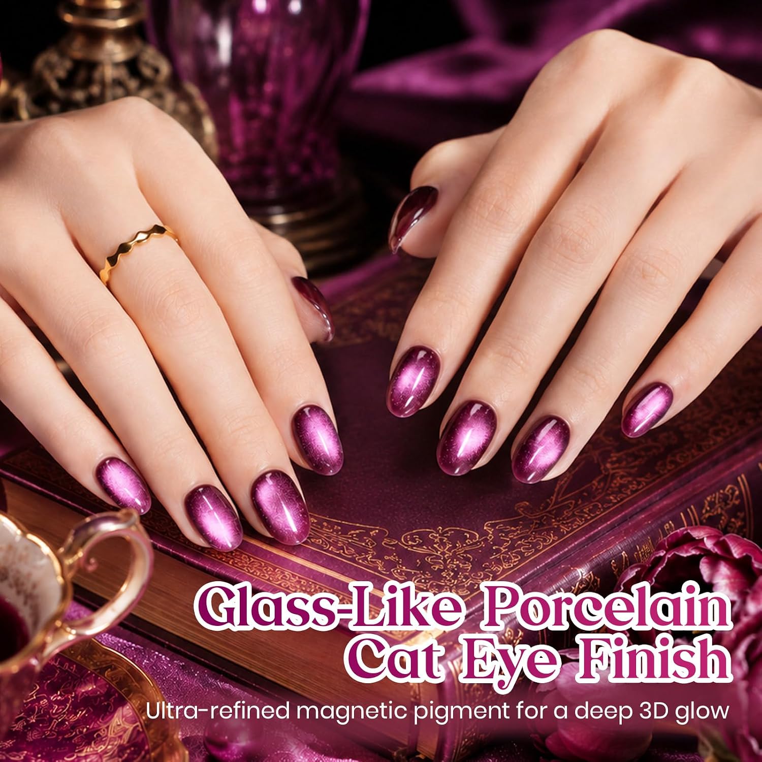 ESMALTE EN GEL BEETLES PURPLE CAT EYE 15ML VAMPIRE KISS PÚRPURA MAGNÉTICO - 4