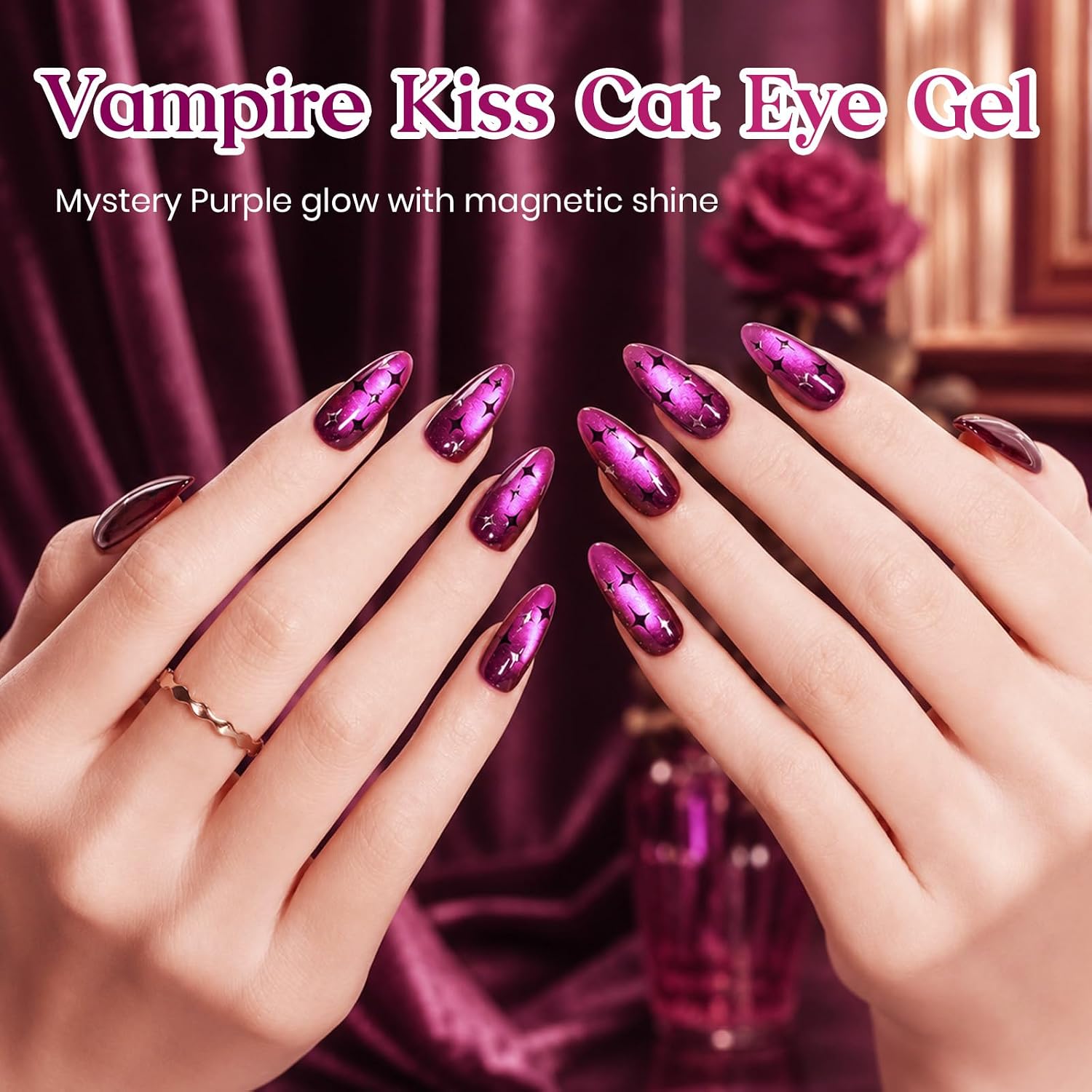 ESMALTE EN GEL BEETLES PURPLE CAT EYE 15ML VAMPIRE KISS PÚRPURA MAGNÉTICO - 5