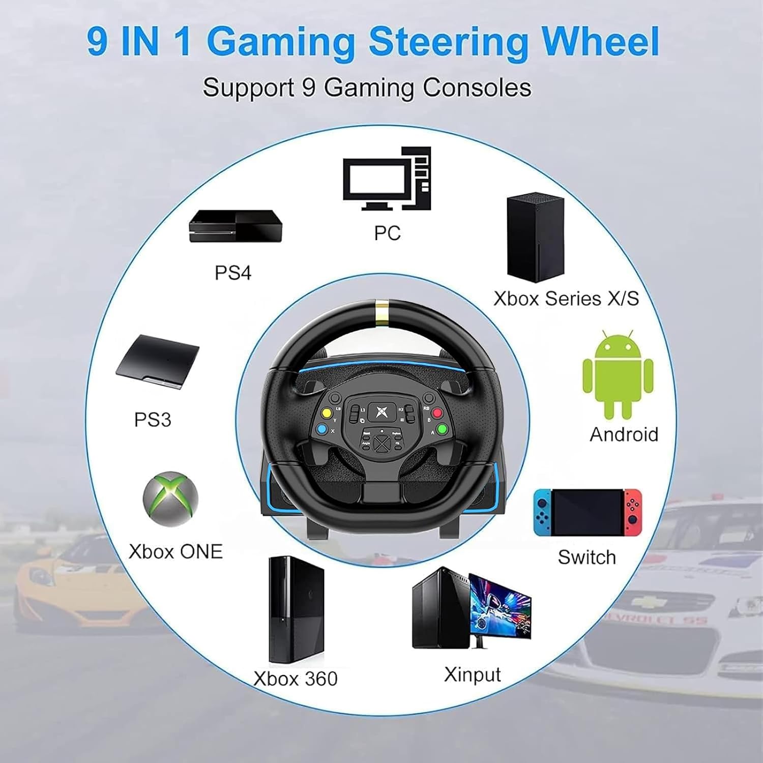 VOLANTE PARA VIDEOJUEGOS DOYO G30 CON PEDALES Y PALANCA DE CAMBIOS 1080° - 2