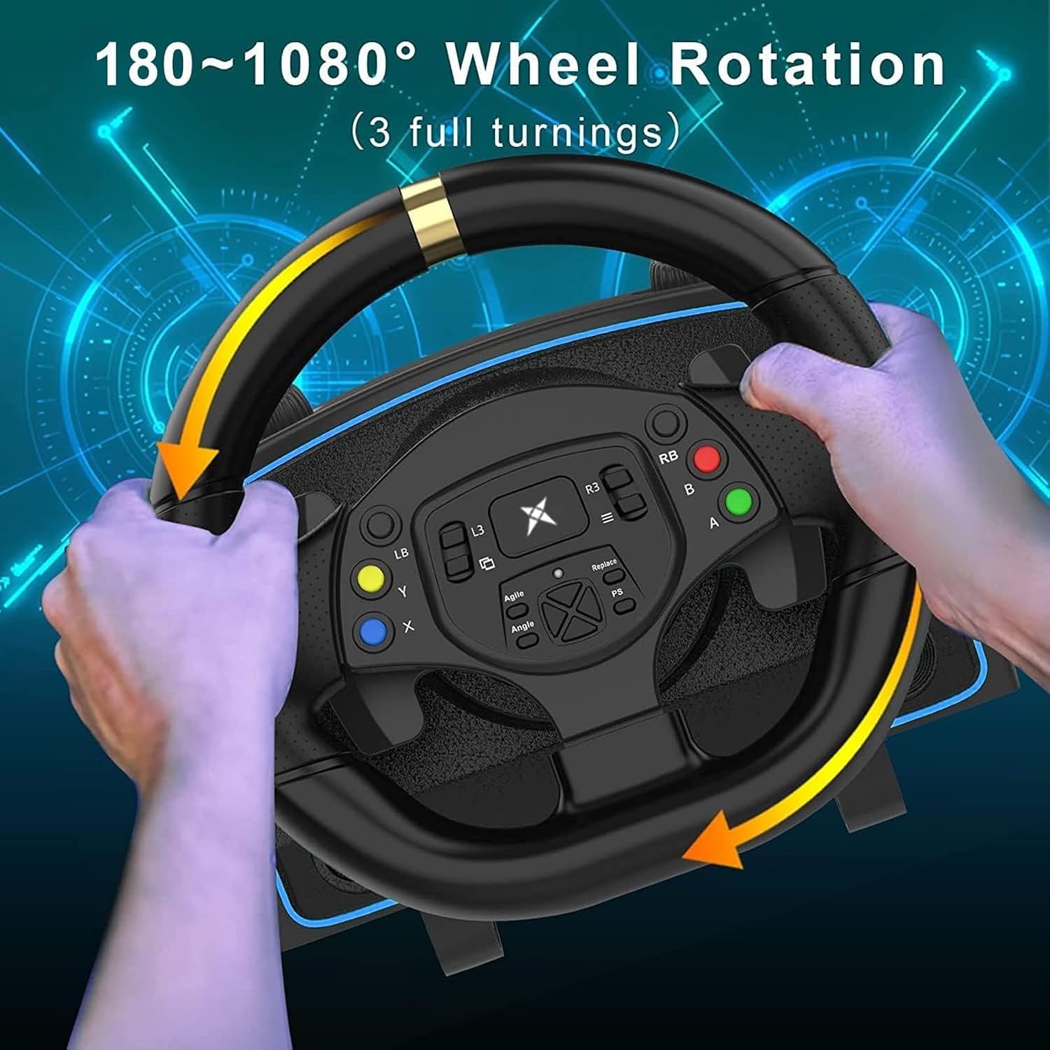 VOLANTE PARA VIDEOJUEGOS DOYO G30 CON PEDALES Y PALANCA DE CAMBIOS 1080° - 3