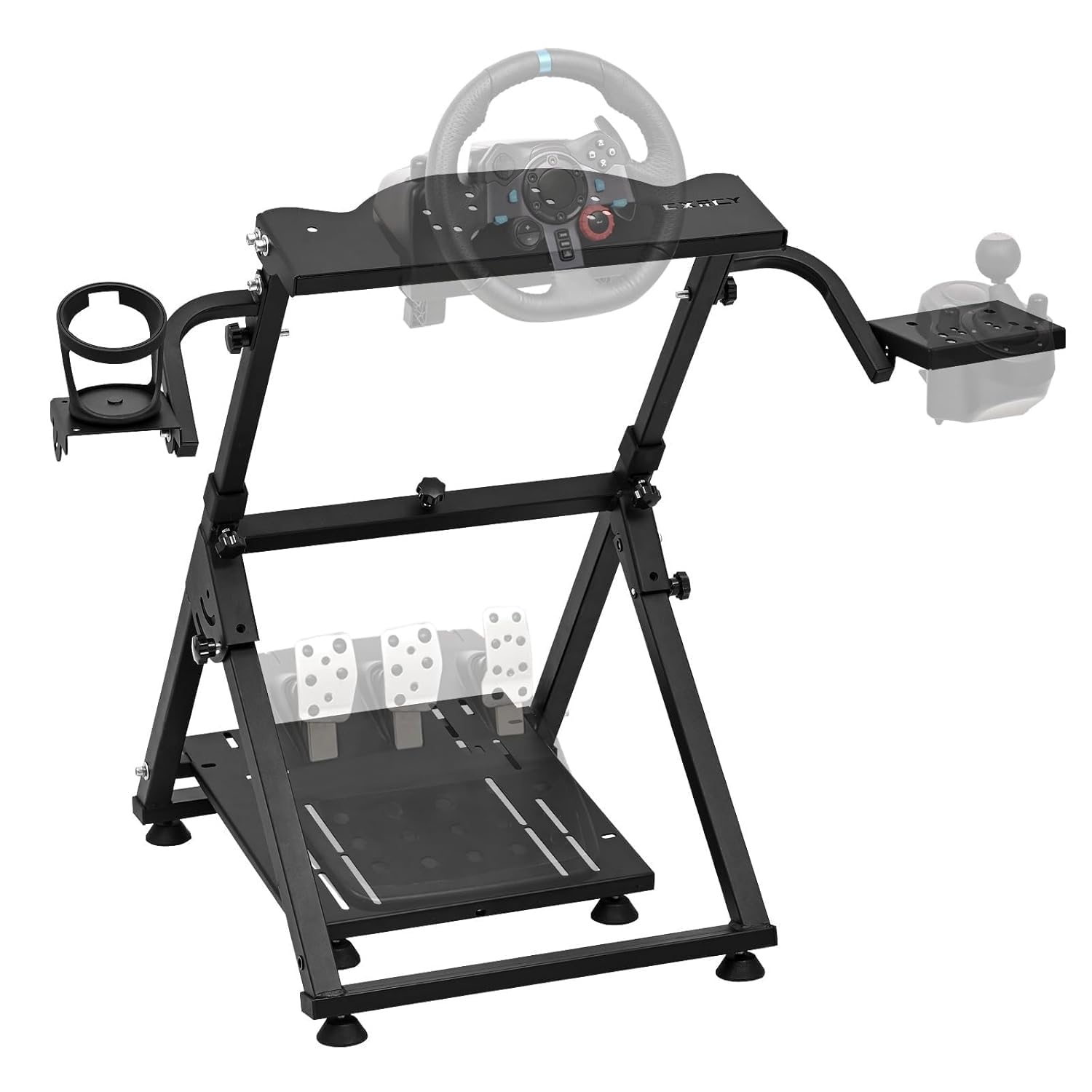 SOPORTE PARA VOLANTE CXRCY RACING WHEEL STAND PLEGABLE CON PORTAVASOS AJUSTABLE PARA G920 G29 G27 G25 - 2