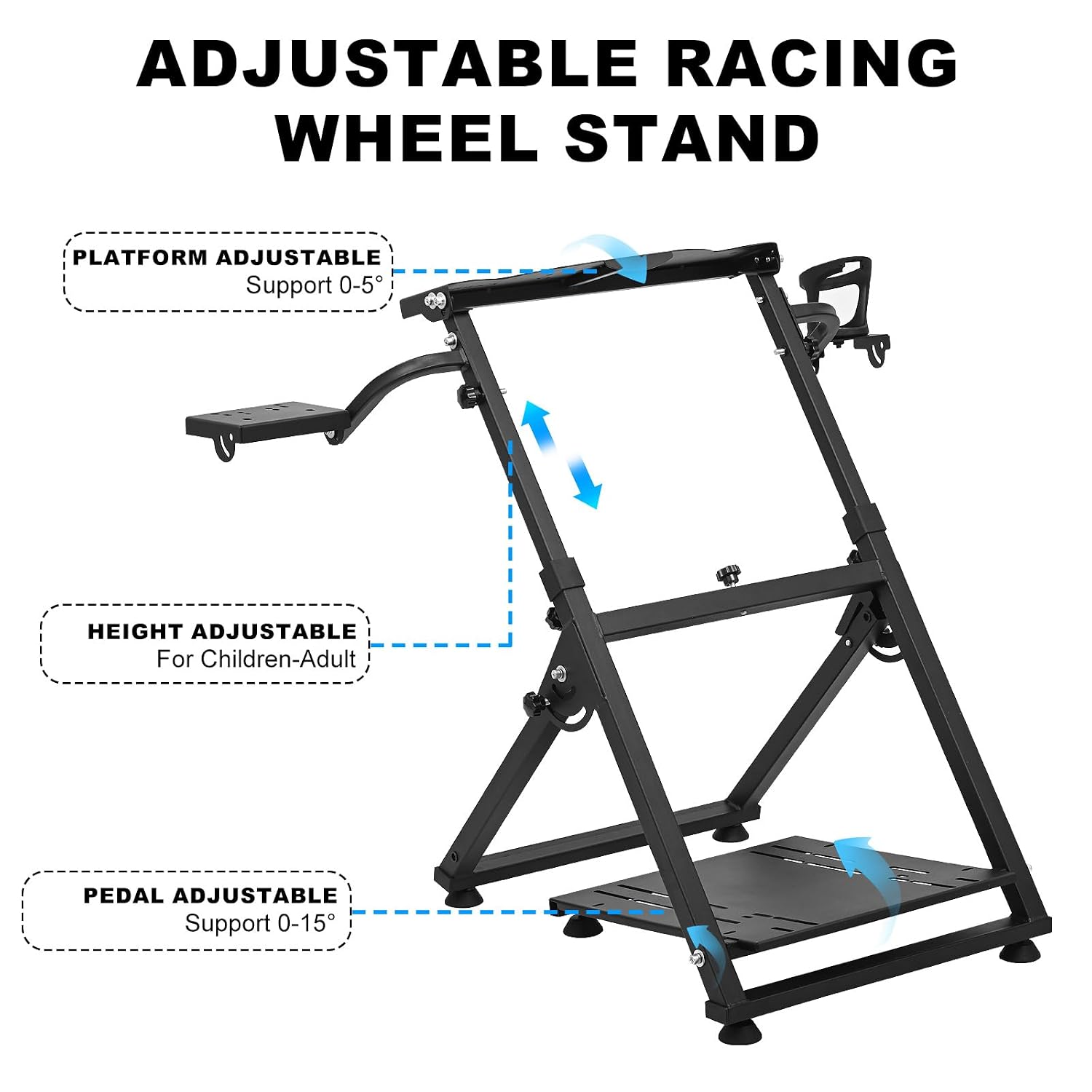 SOPORTE PARA VOLANTE CXRCY RACING WHEEL STAND PLEGABLE CON PORTAVASOS AJUSTABLE PARA G920 G29 G27 G25 - 4