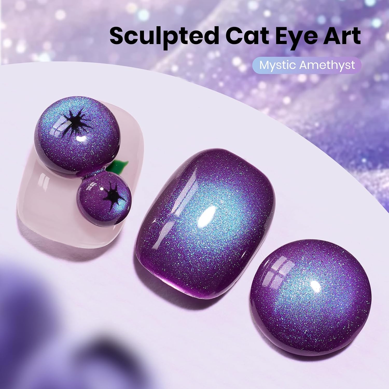 ESMALTE EN GEL BEETLES MYSTIC AMETHYST PURPLE CAT EYE 15ML - 2