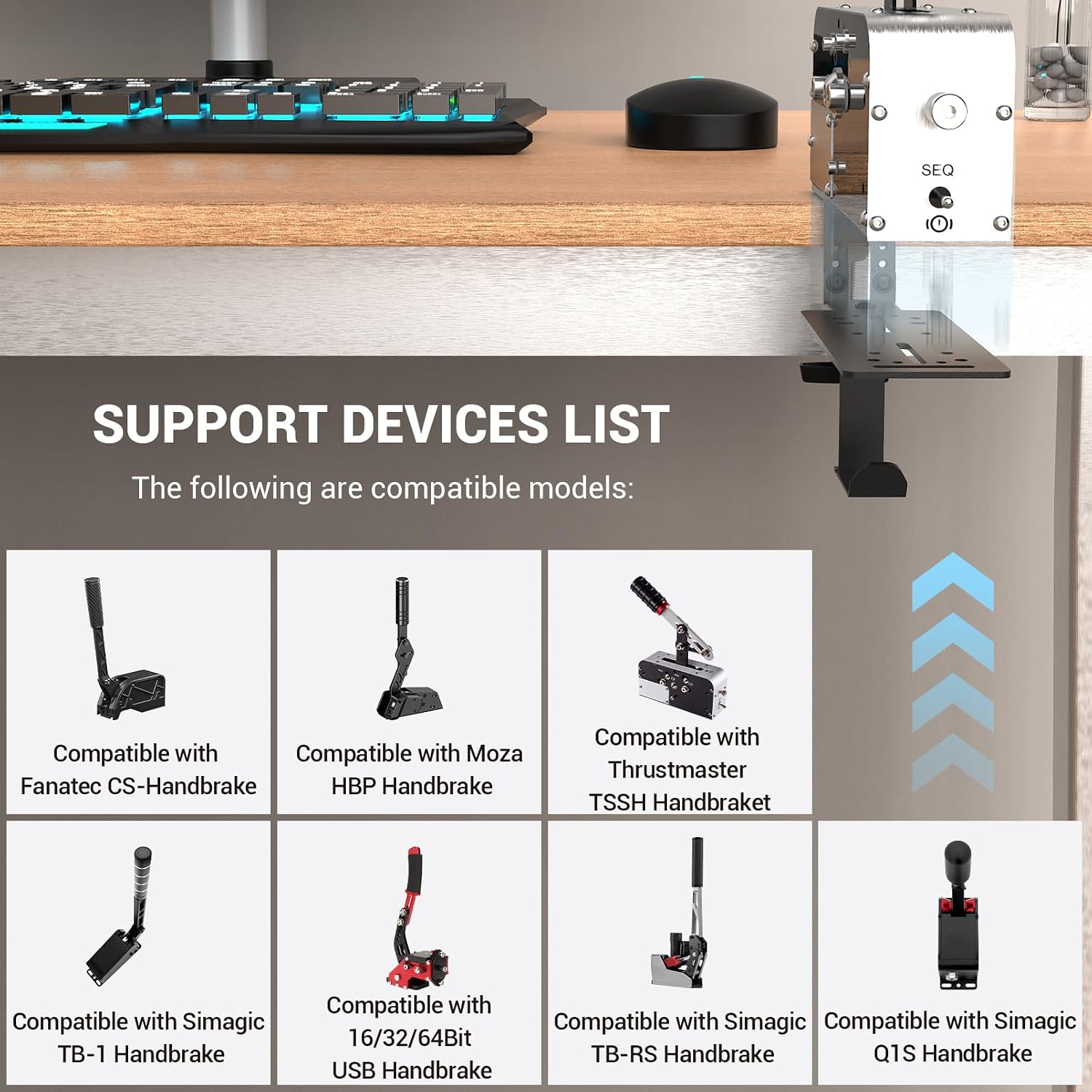 SOPORTE DE ESCRITORIO PARA FRENO DE MANO RACING SILVIP COMPATIBLE CON LOGITECH Y OTROS - 2