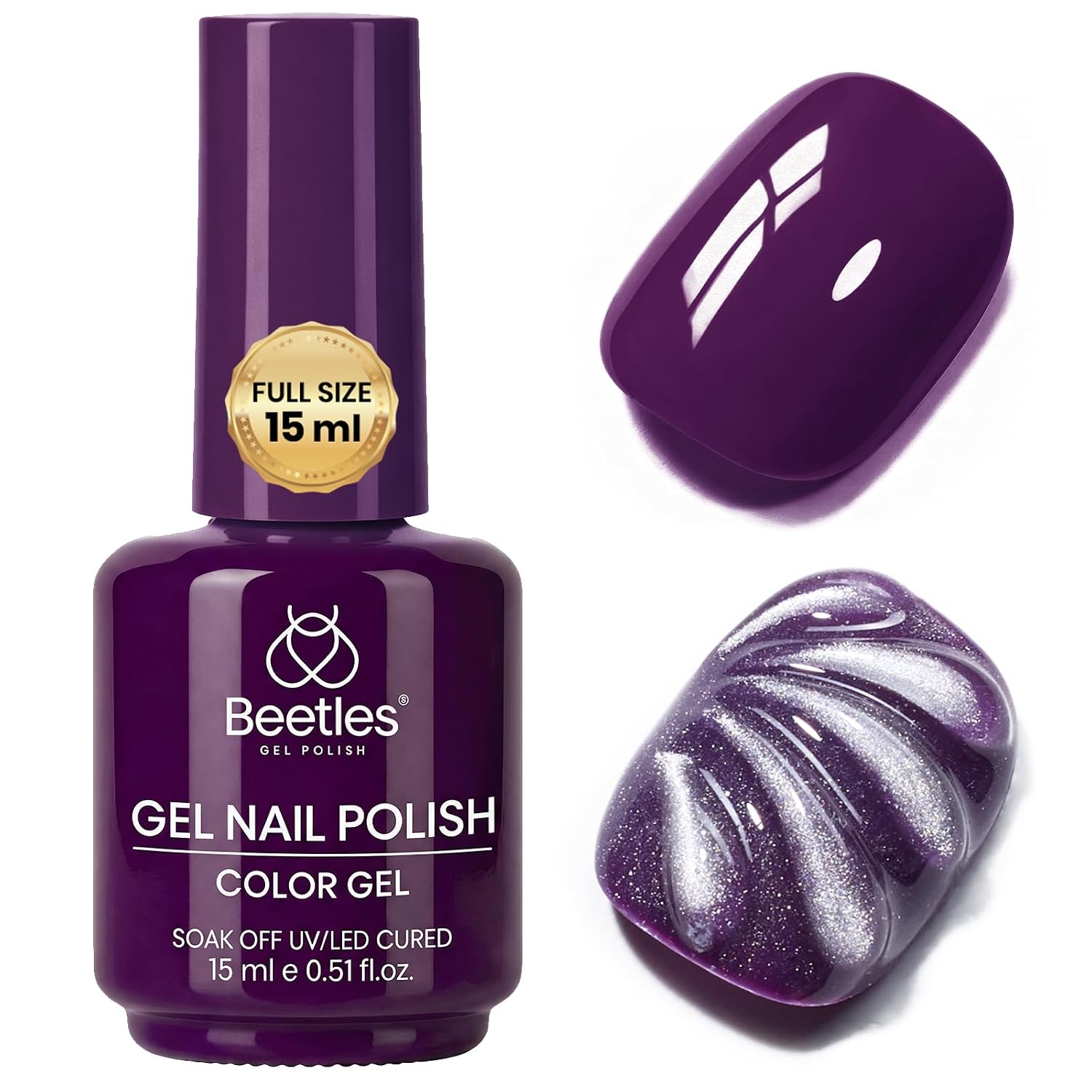 ESMALTE EN GEL BEETLES ROYAL PLUM 15ML COLOR PÚRPURA INTENSO - 1