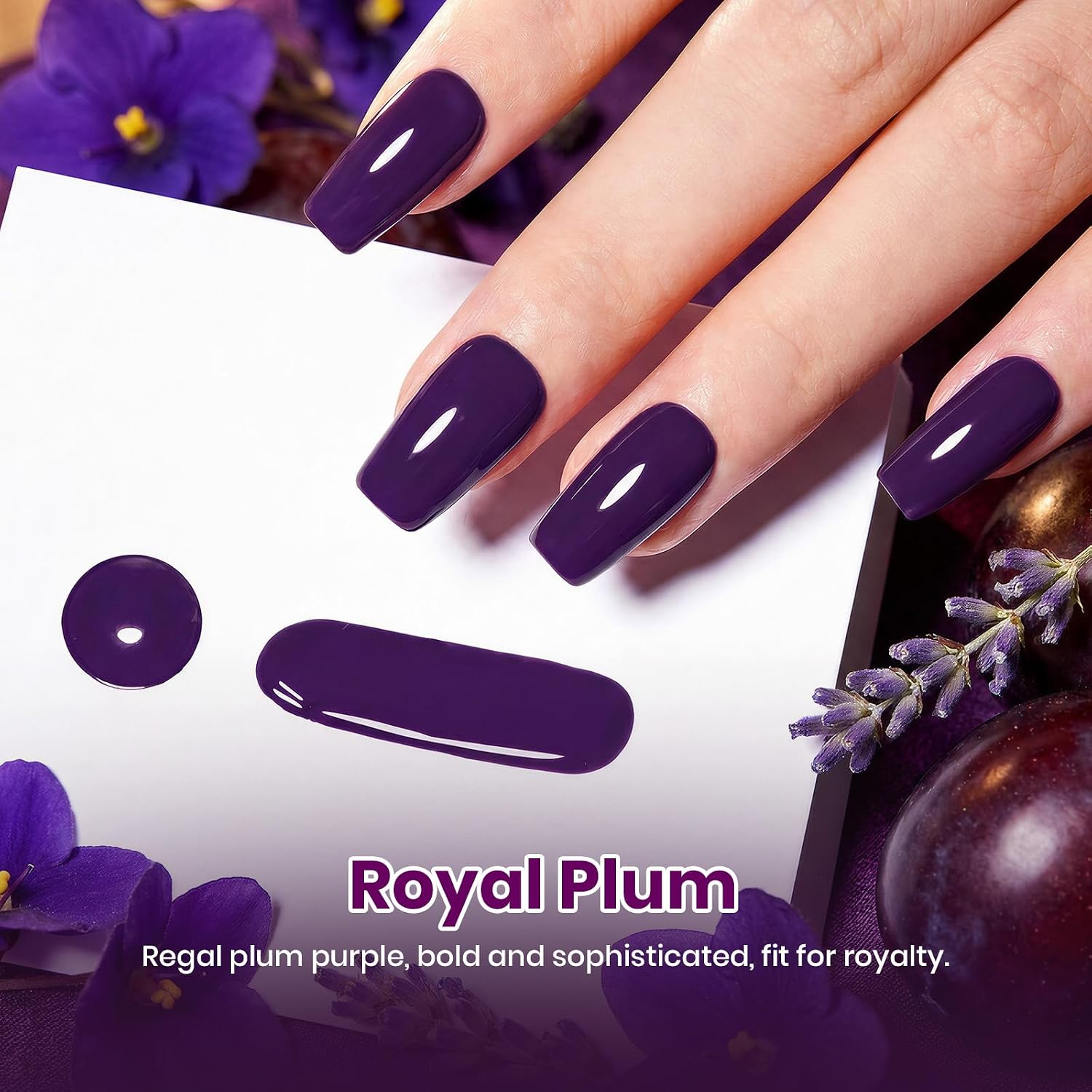 ESMALTE EN GEL BEETLES ROYAL PLUM 15ML COLOR PÚRPURA INTENSO - 2
