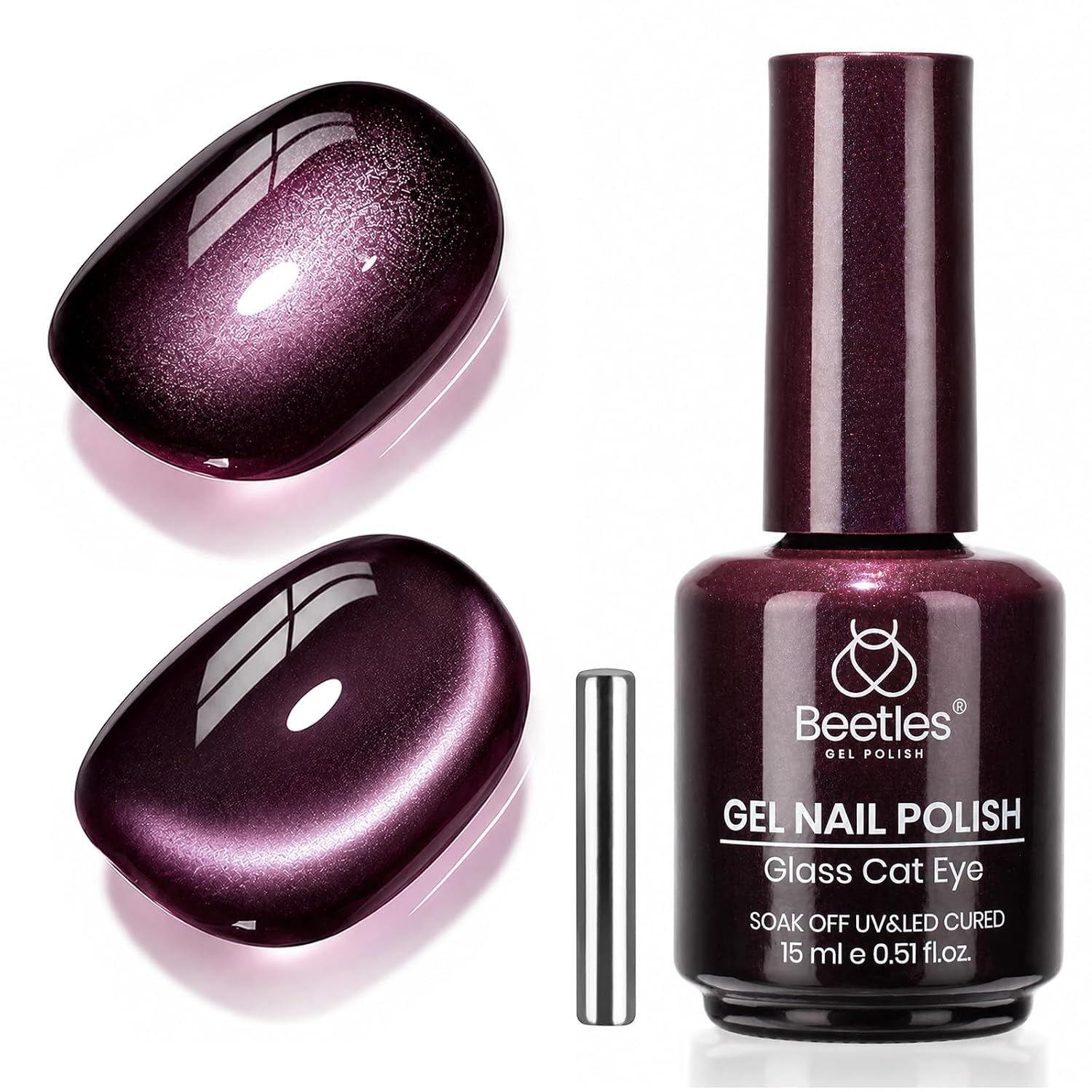 ESMALTE EN GEL BEETLES DEEP PURPLE CAT EYE 15ML MYSTIC PLUM MAGNÉTICO - 1