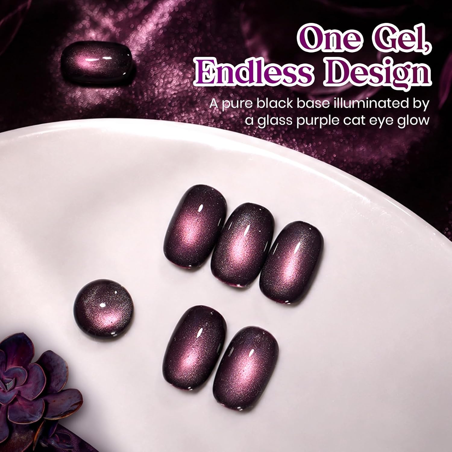 ESMALTE EN GEL BEETLES DEEP PURPLE CAT EYE 15ML MYSTIC PLUM MAGNÉTICO - 3