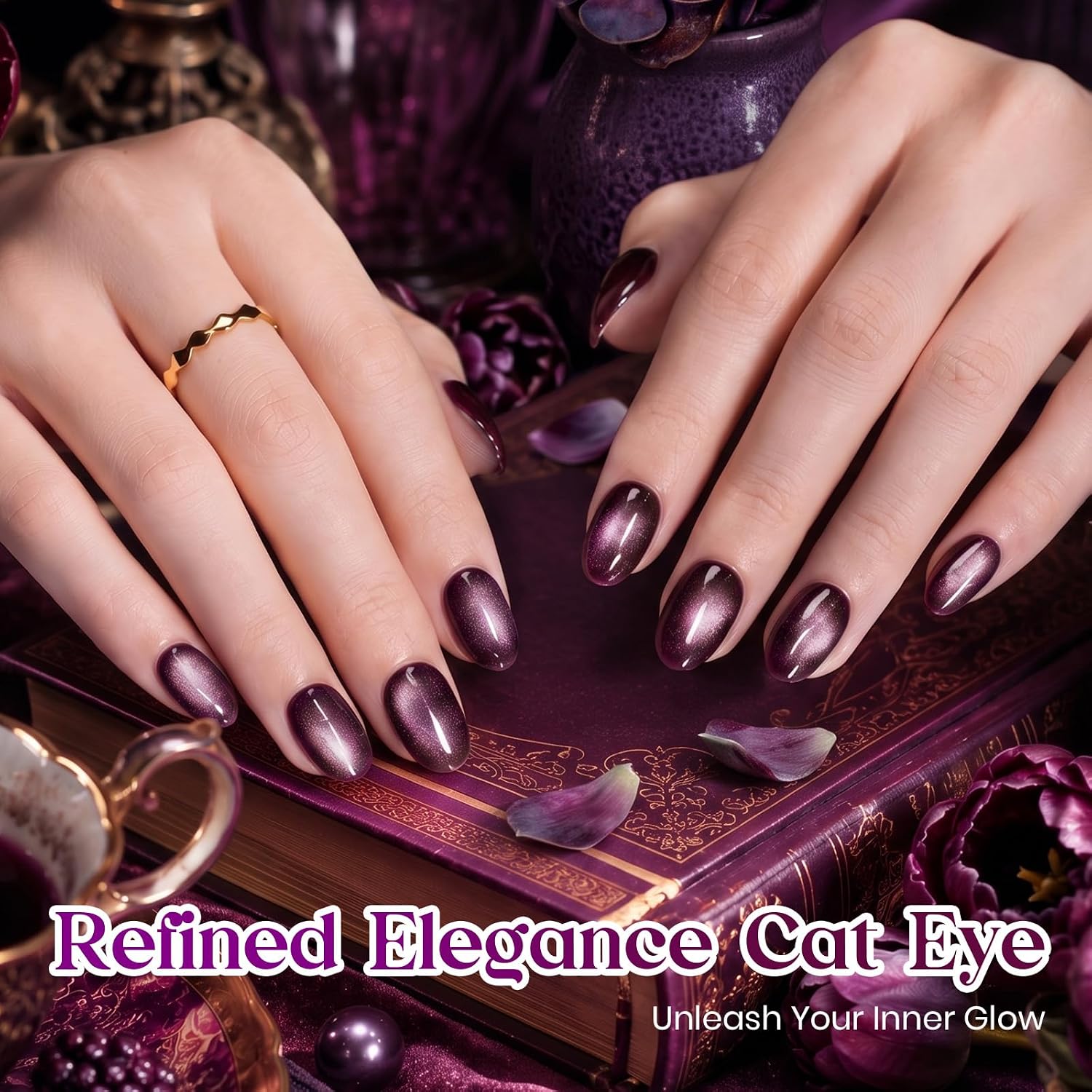 ESMALTE EN GEL BEETLES DEEP PURPLE CAT EYE 15ML MYSTIC PLUM MAGNÉTICO - 4