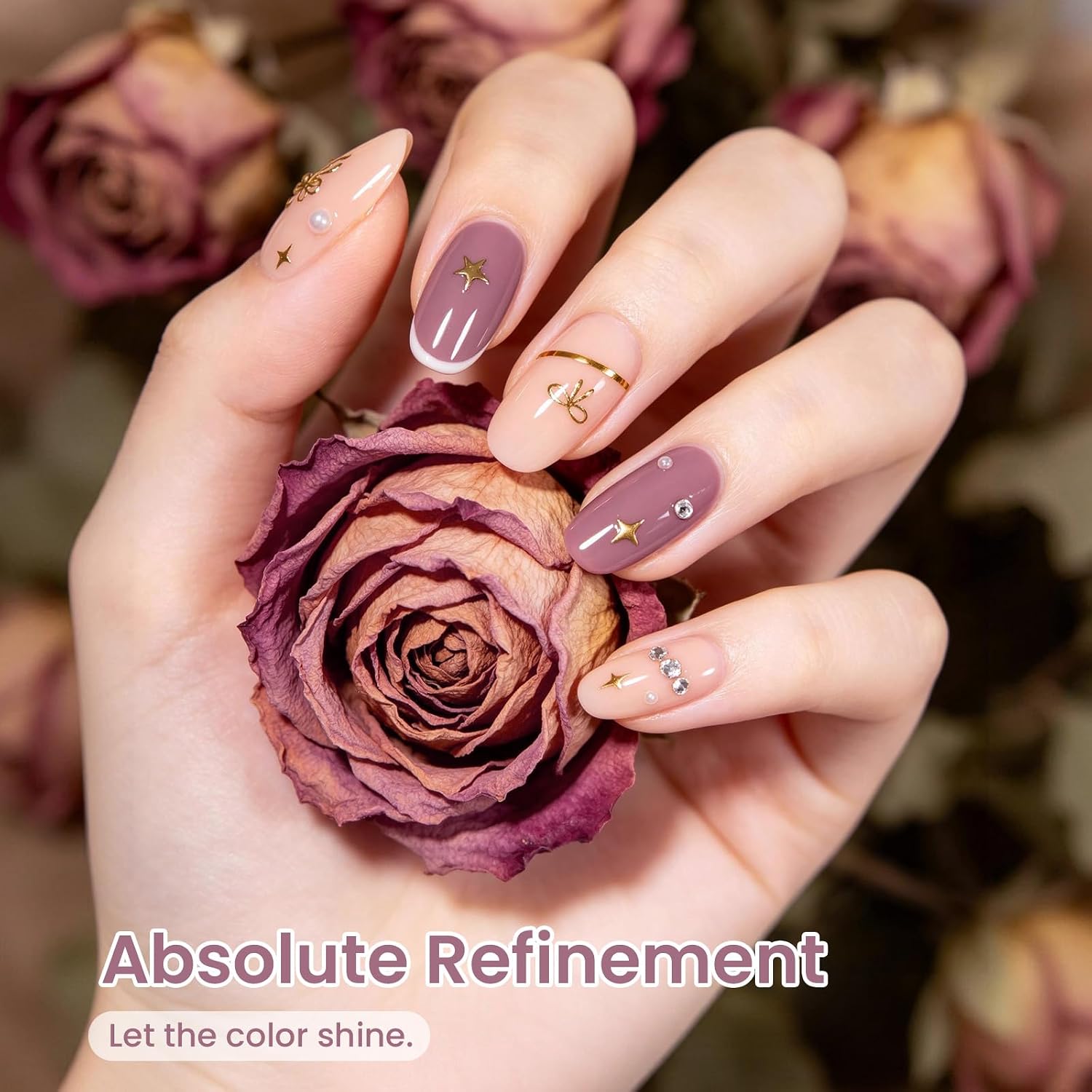 ESMALTE EN GEL BEETLES PURPLE 15ML PÚRPURA OSCURO NUDE MAUVE - 3