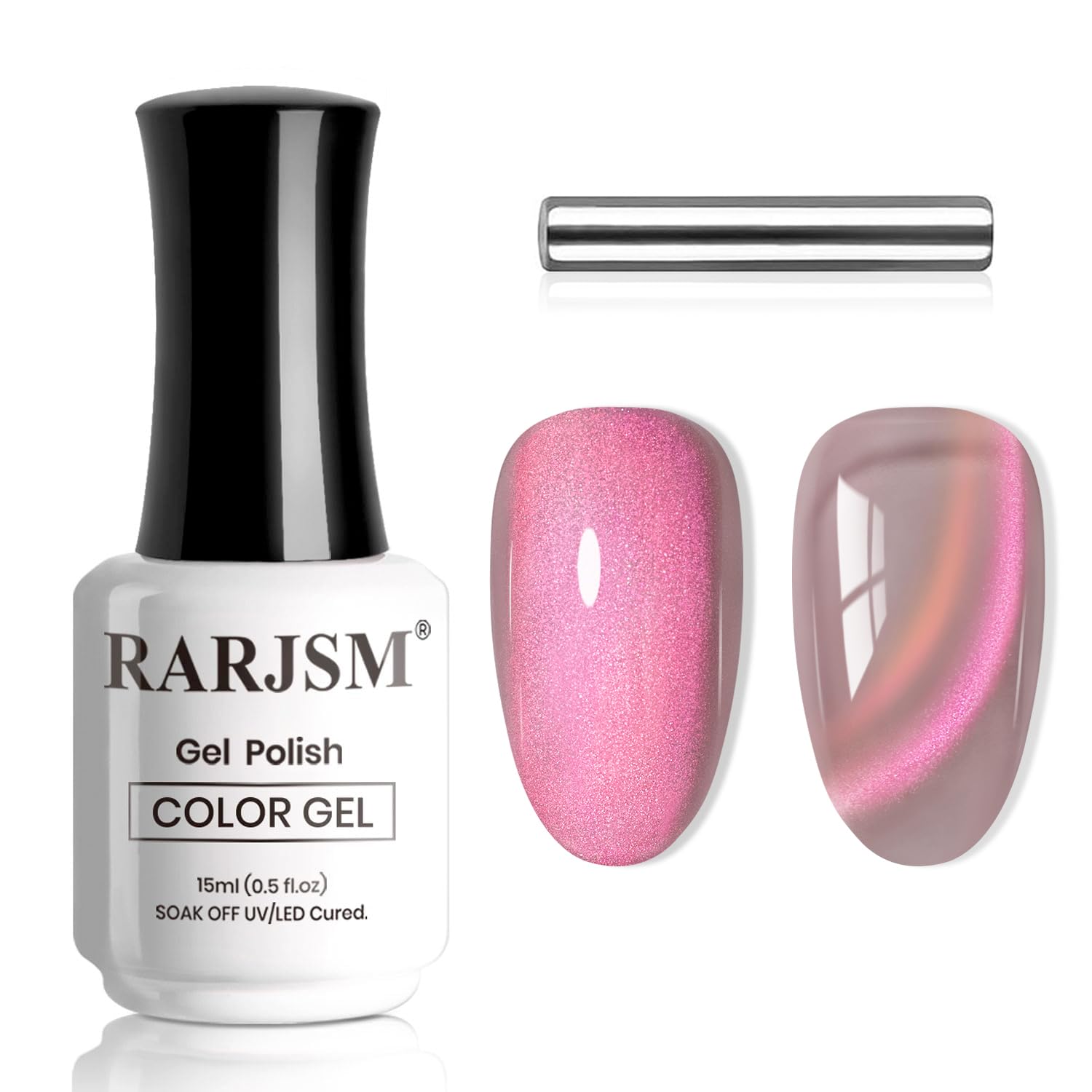 ESMALTE DE UÑAS GEL RARJSM GLASSY DIAMOND BROWN PURPLE GLITTER CAT EYE 15ML - 1