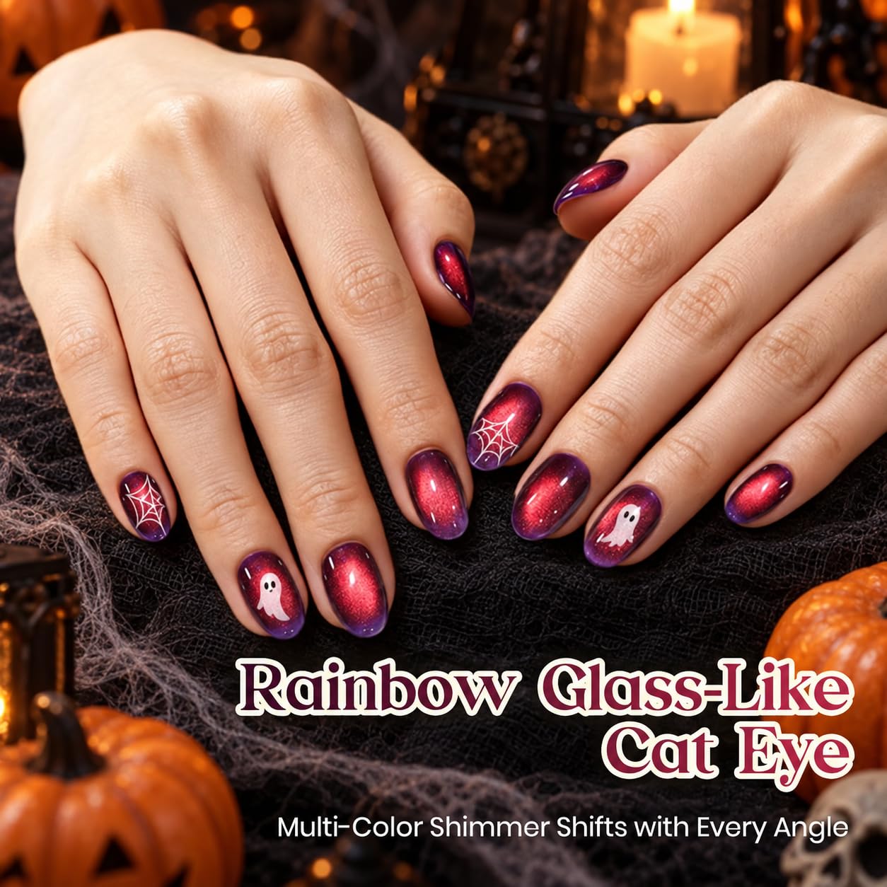 ESMALTE EN GEL BEETLES PURPLE HALLOWEEN CAT EYE 15ML SUNSET BLAZE - 3