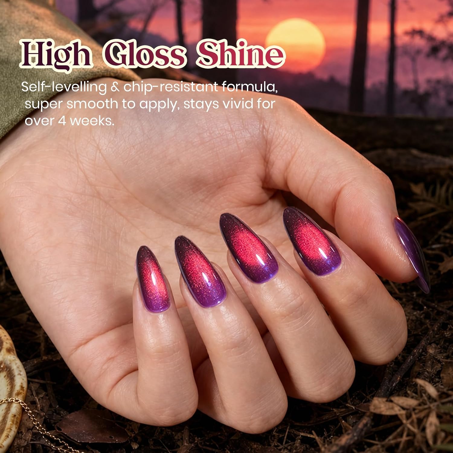 ESMALTE EN GEL BEETLES PURPLE HALLOWEEN CAT EYE 15ML SUNSET BLAZE - 5