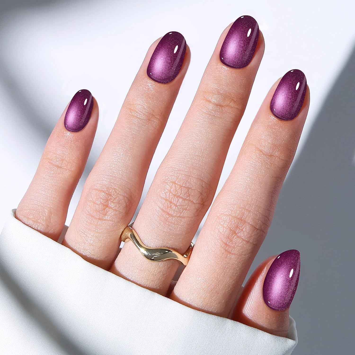 UÑAS POSTIZAS MODELONES PURPLE CAT EYE CORTAS OVALADAS KIT - 2