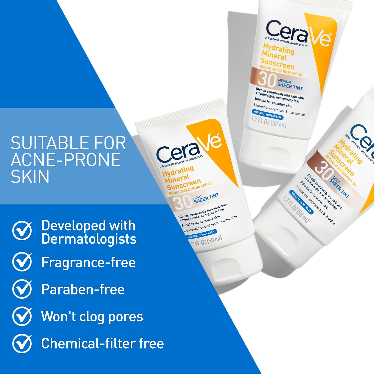 PROTECTOR SOLAR FACIAL MINERAL CON COLOR CERAVE SPF 30 HIDRATANTE DEEP 50ML - 4