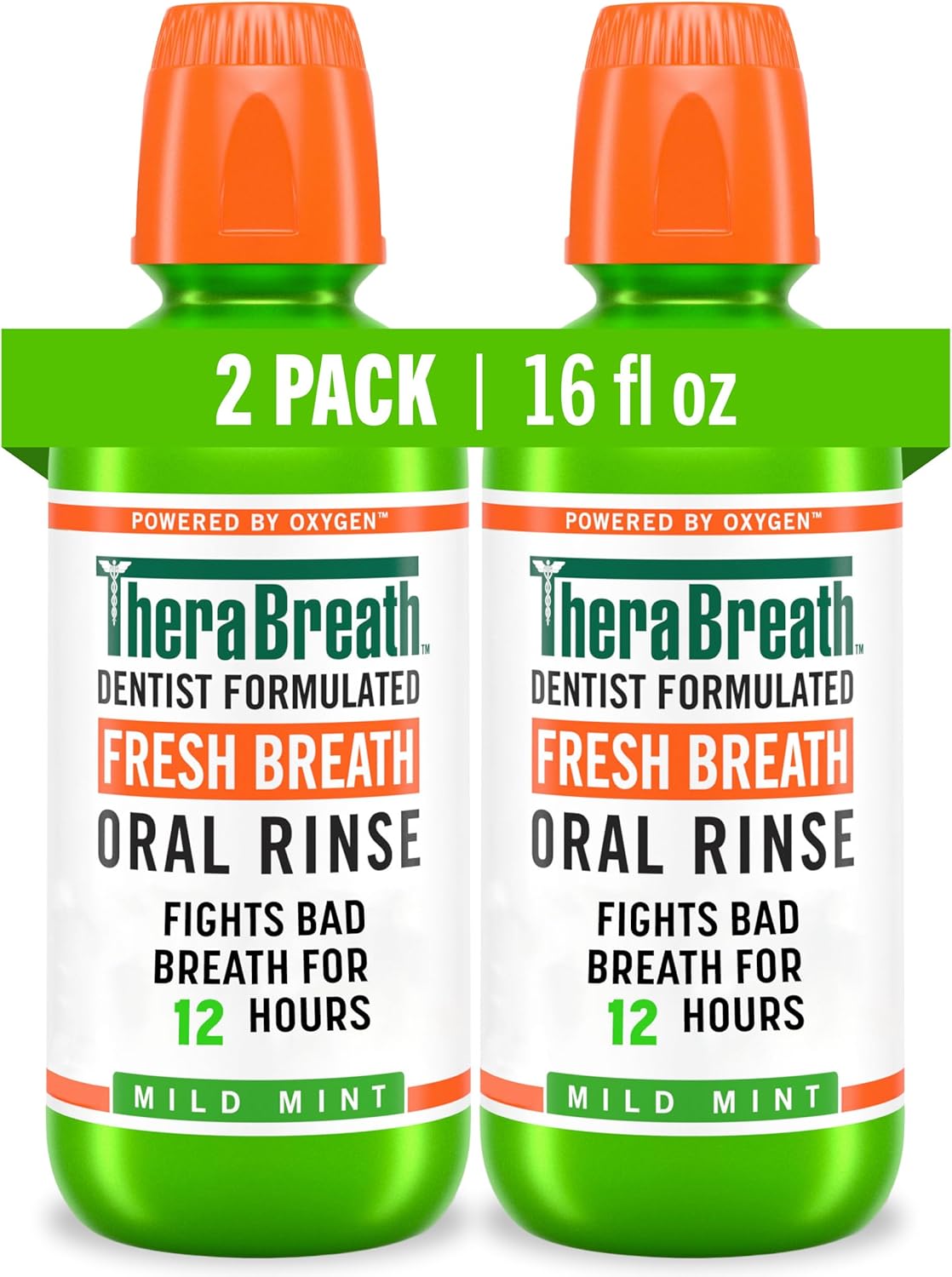 ENJUAGUE BUCAL THERABREATH FRESH BREATH SABOR MENTA SUAVE SIN ALCOHOL 473 ML 2 UNIDADES - 1