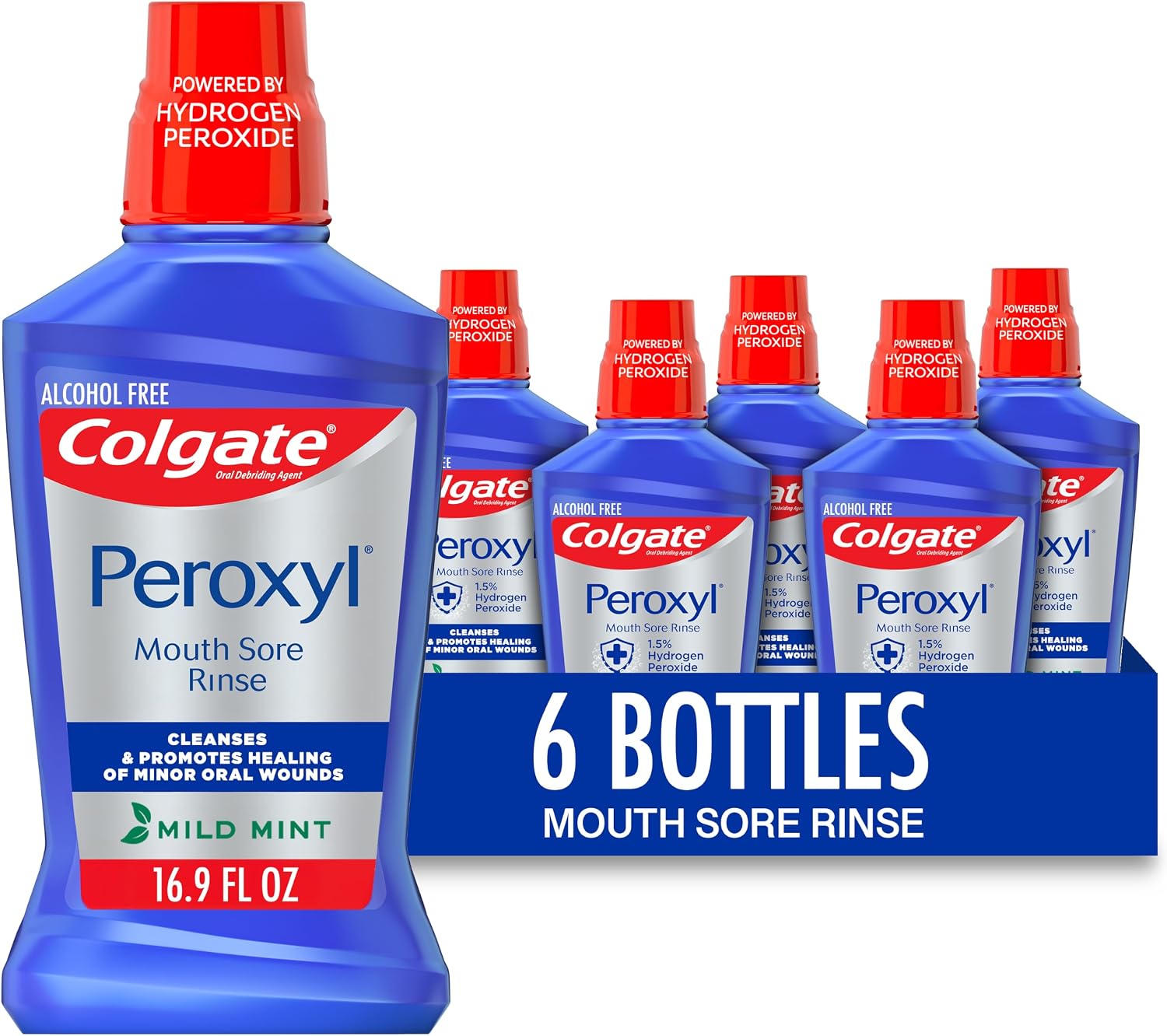 ENJUAGUE BUCAL ANTISÉPTICO COLGATE PEROXYL 1.5% PERÓXIDO DE HIDRÓGENO MENTA SUAVE 500ML PACK 6 - 1