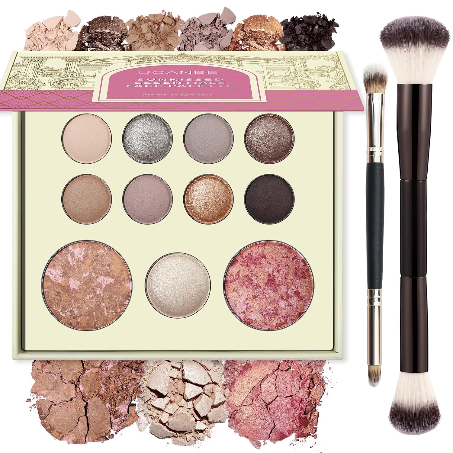 SET DE MAQUILLAJE UCANBE BAKED PALETTE CON RUBOR, ILUMINADOR, BRONCEADOR, 8 SOMBRAS Y BROCHAS - 1