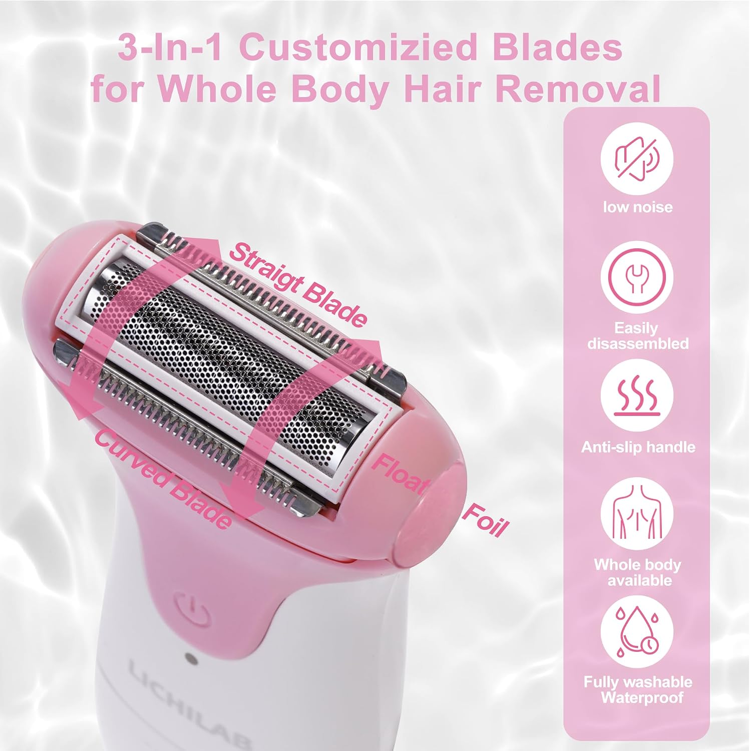 AFEITADORA ELÉCTRICA PARA MUJER LICHILAB BIKINI TRIMMER ROSA - 4