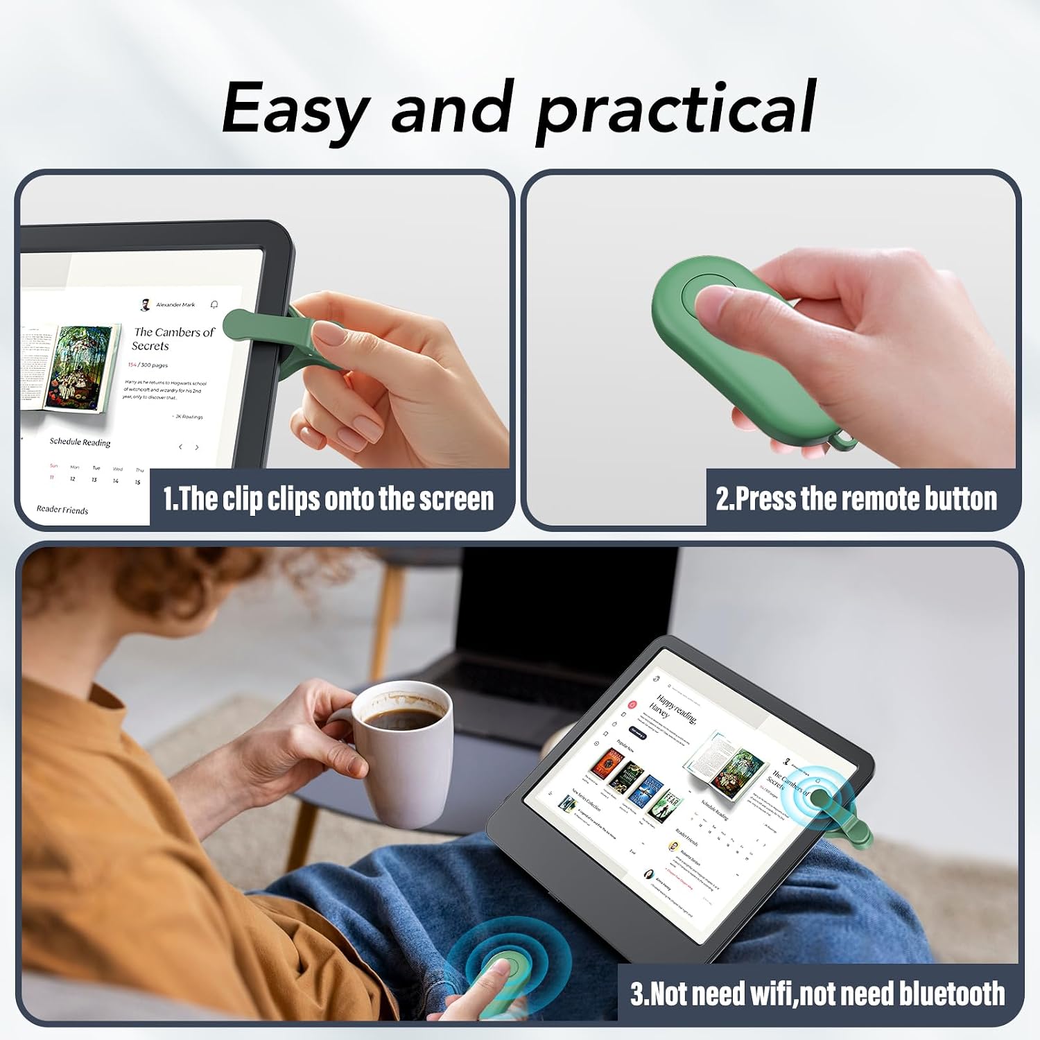 CONTROL REMOTO HIGHGO PARA PASAR PÁGINAS KINDLE PAPERWHITE OASIS KOBO VERDE - 3