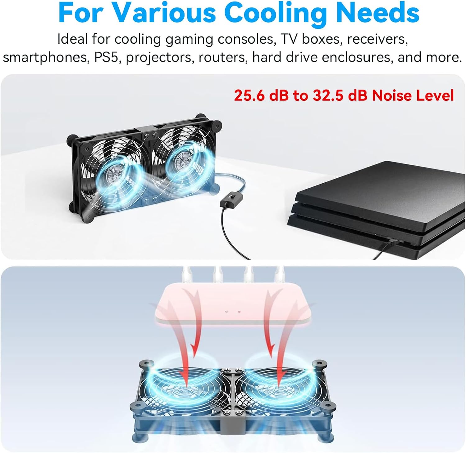 COOLER INTERNO ELUTENG DUAL AC USB 140MM CON CONTROL DE 3 VELOCIDADES - 5
