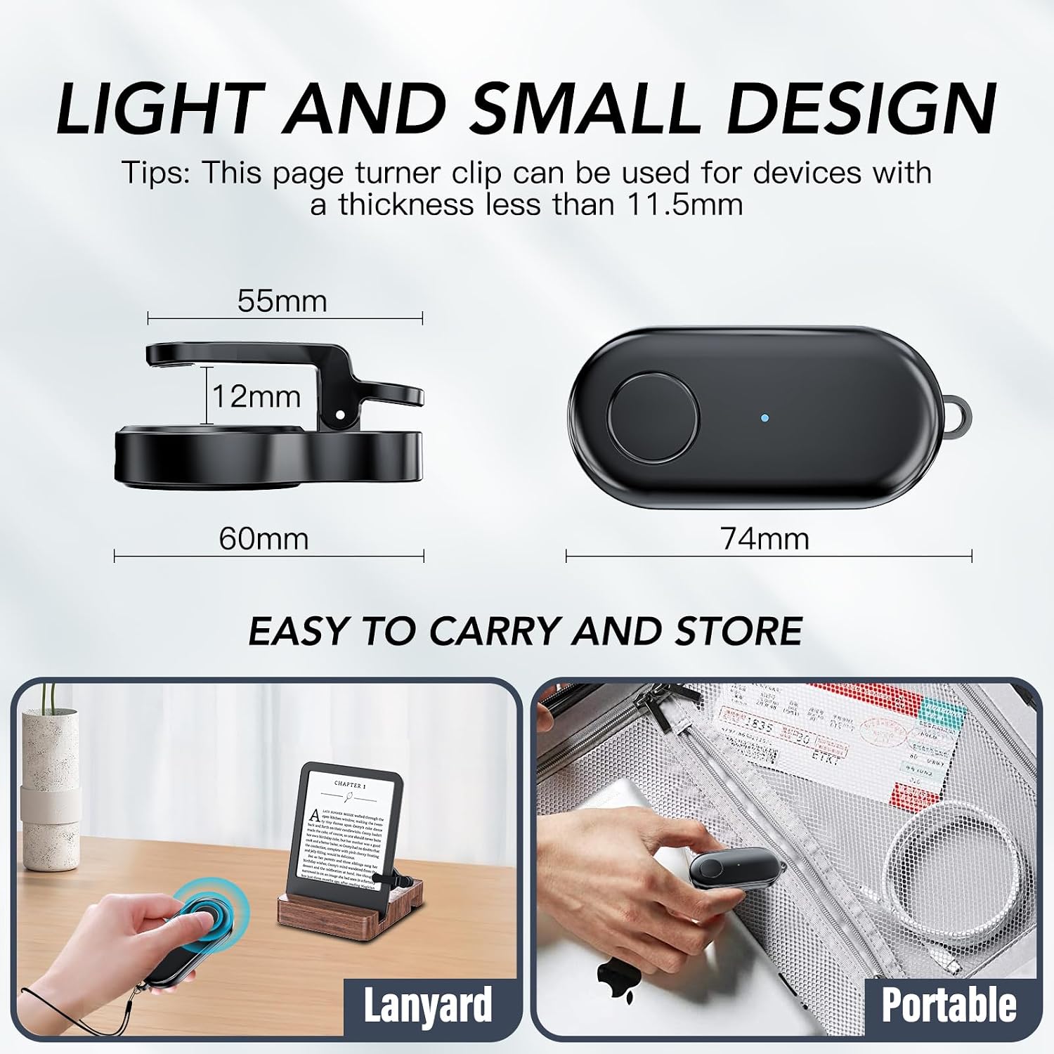 CONTROL REMOTO PARA PASAR PÁGINAS HIGHGO COMPATIBLE CON KINDLE PAPERWHITE, OASIS, KOBO Y DISPOSITIVOS IOS/ANDROID NEGRO - 4