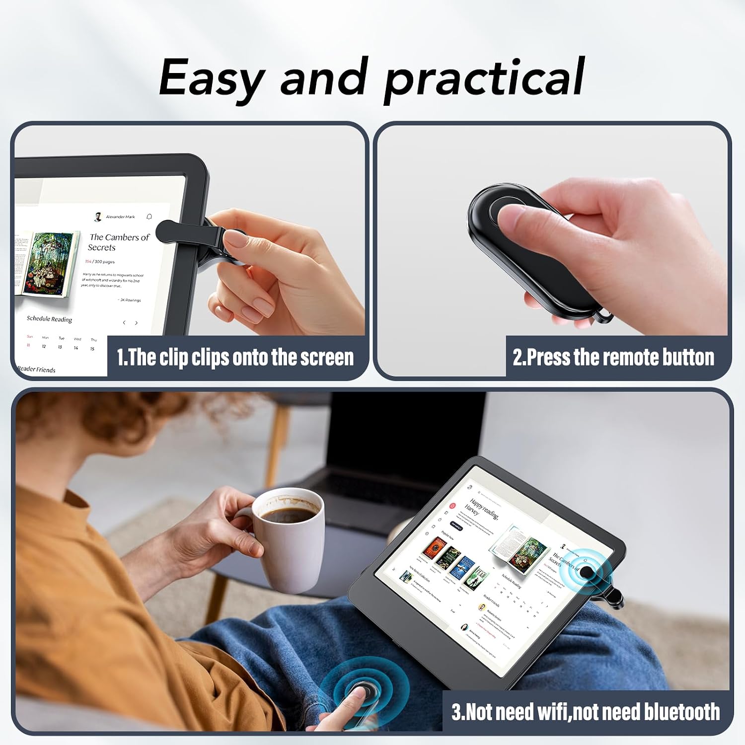 CONTROL REMOTO PARA PASAR PÁGINAS HIGHGO COMPATIBLE CON KINDLE PAPERWHITE, OASIS, KOBO Y DISPOSITIVOS IOS/ANDROID NEGRO - 5