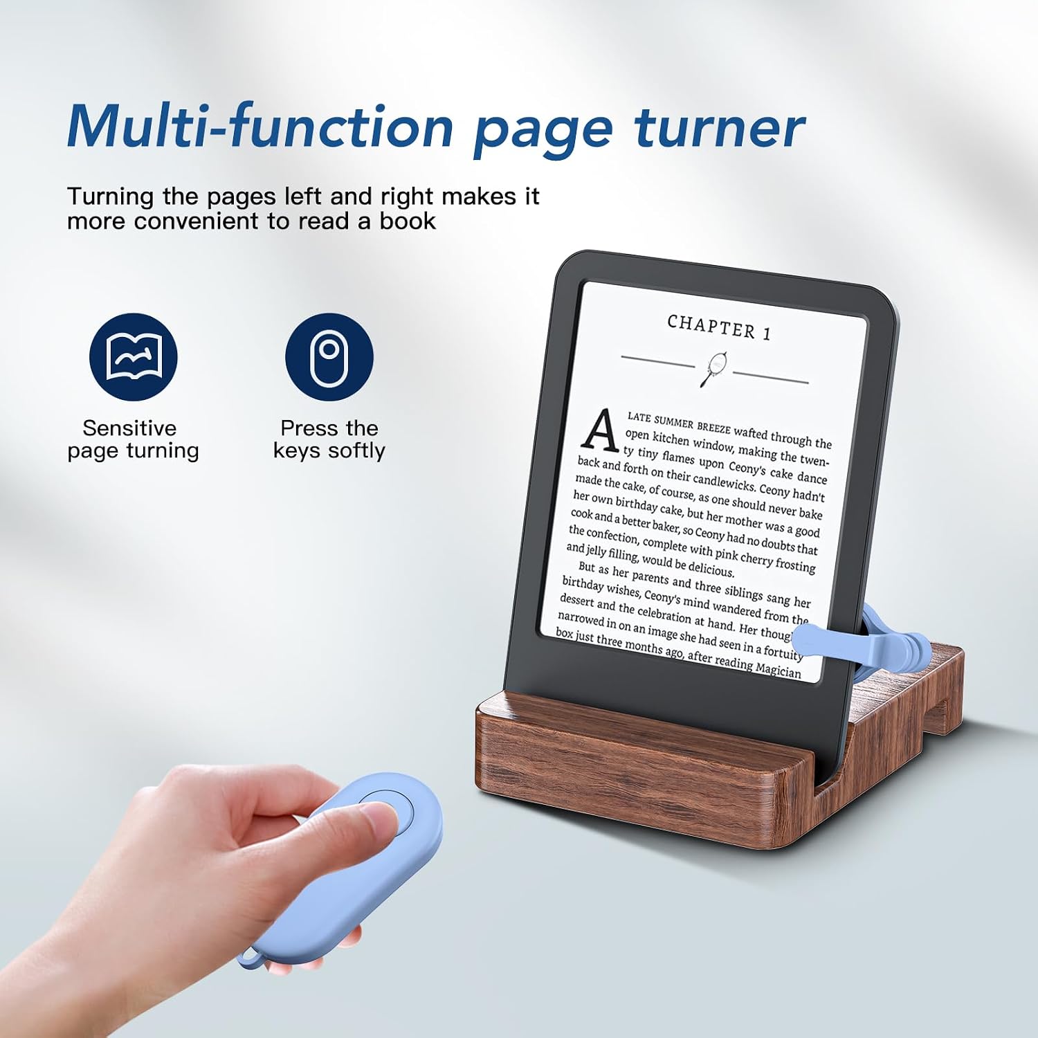 CONTROL REMOTO PARA PASAR PÁGINAS HIGHGO COMPATIBLE CON KINDLE PAPERWHITE, OASIS, KOBO Y TABLETS ANDROID IOS AZUL - 3