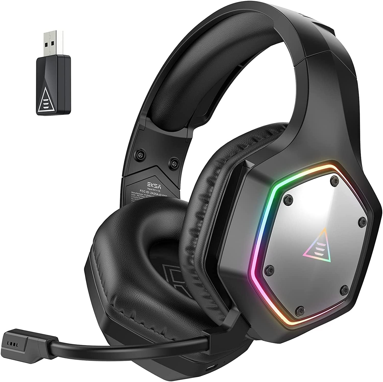 AUDÍFONOS GAMING INALÁMBRICOS EKSA E1000WT 2.4GHZ USB CON MICRÓFONO Y SONIDO 7.1 SURROUND - 1