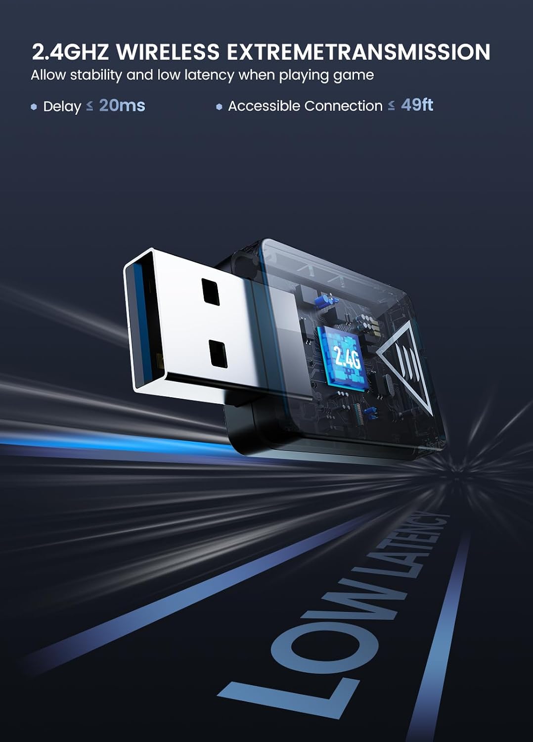 AUDÍFONOS GAMING INALÁMBRICOS EKSA E1000WT 2.4GHZ USB CON MICRÓFONO Y SONIDO 7.1 SURROUND - 3