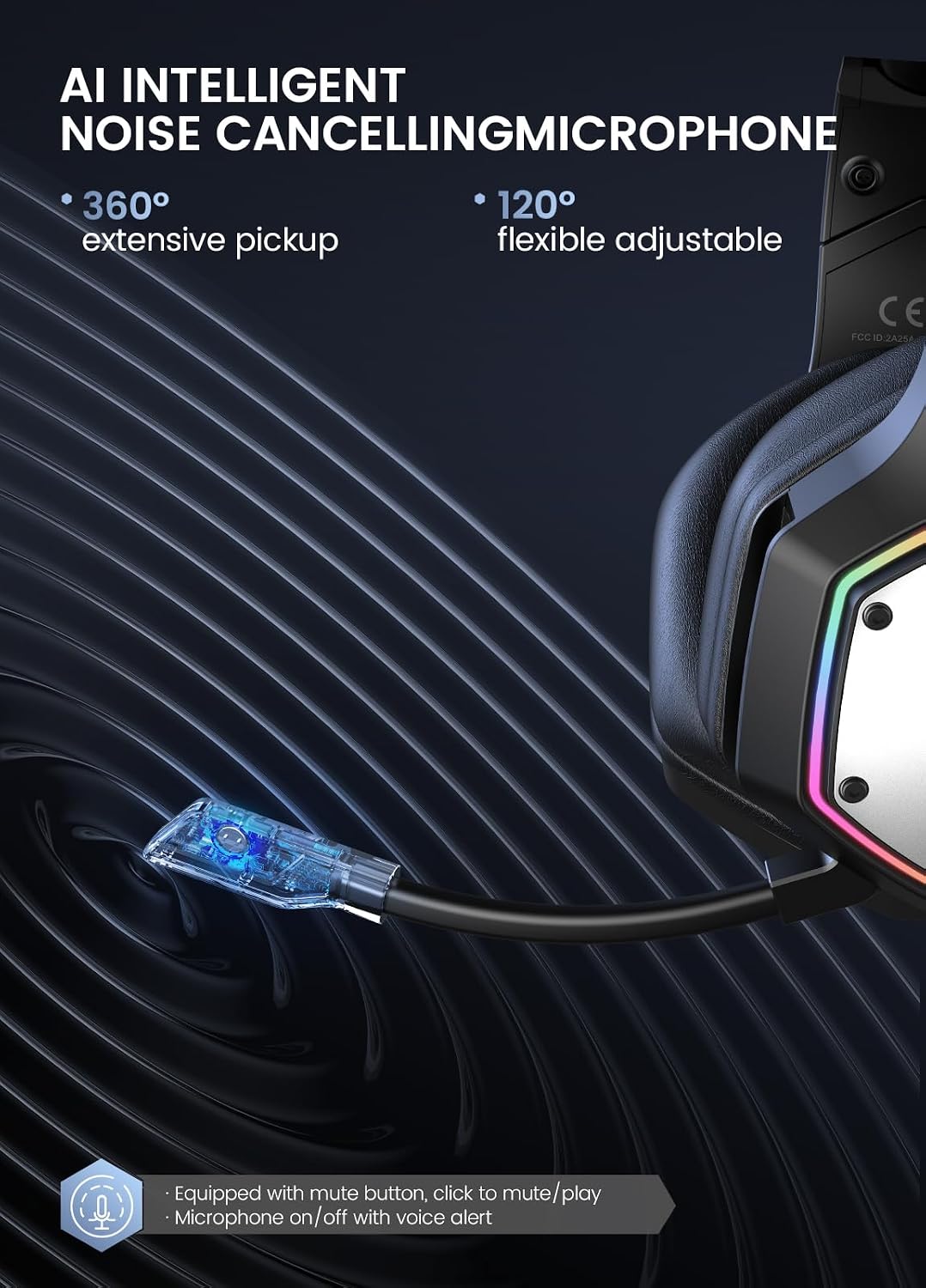AUDÍFONOS GAMING INALÁMBRICOS EKSA E1000WT 2.4GHZ USB CON MICRÓFONO Y SONIDO 7.1 SURROUND - 4