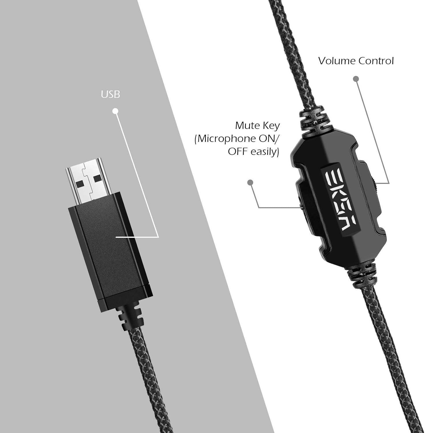 AUDÍFONOS GAMING EKSA E1000 USB CON MICRÓFONO Y SONIDO SURROUND 7.1 - 2