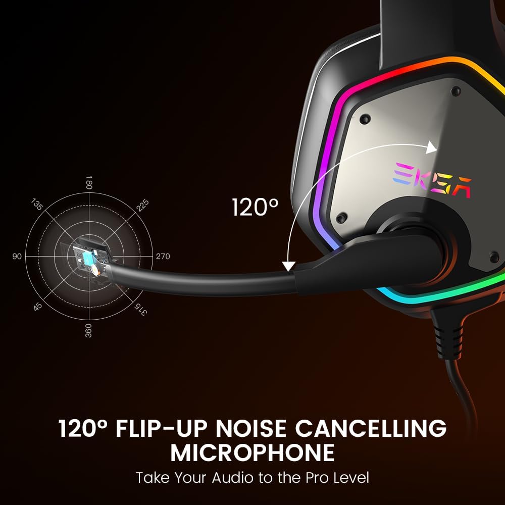 AUDÍFONOS GAMING EKSA E1000 USB CON MICRÓFONO Y SONIDO SURROUND 7.1 - 4