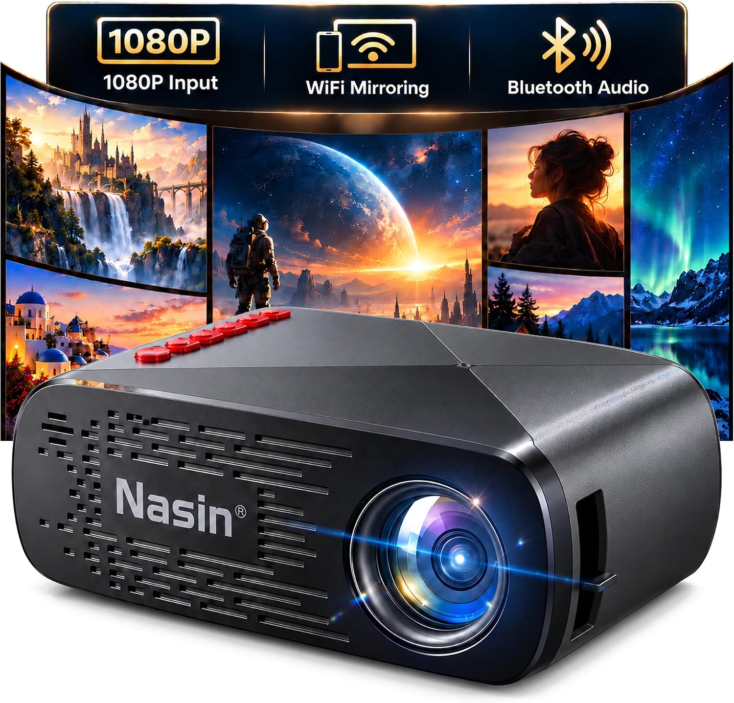 PROYECTOR PORTÁTIL NASIN VF290WF CON WIFI Y BLUETOOTH, ENTRADA 1080P - 1