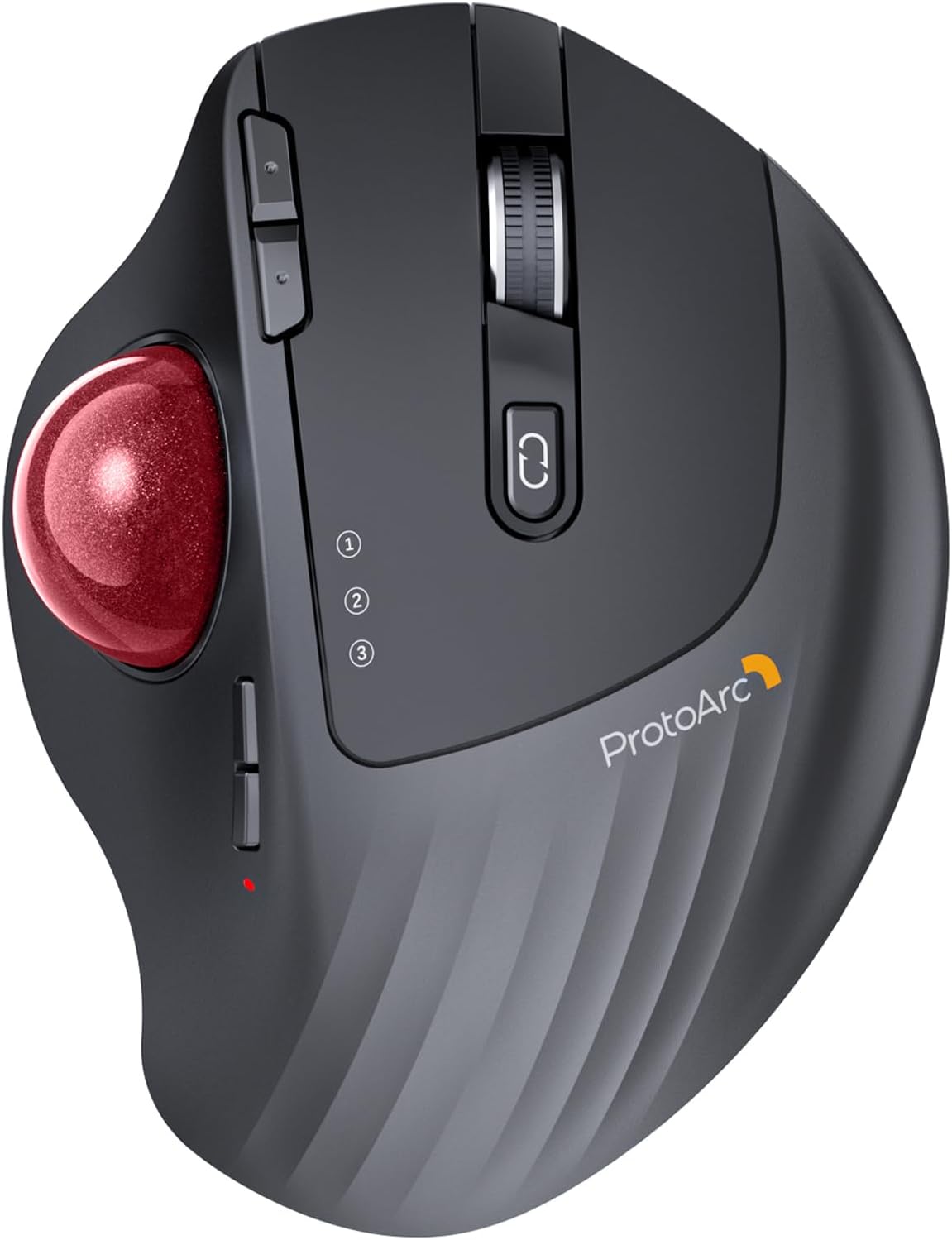 MOUSE TRACKBALL INALÁMBRICO PROTOARC EM01 NL RECARGABLE CONTROL CON PULGAR ROJO - 1