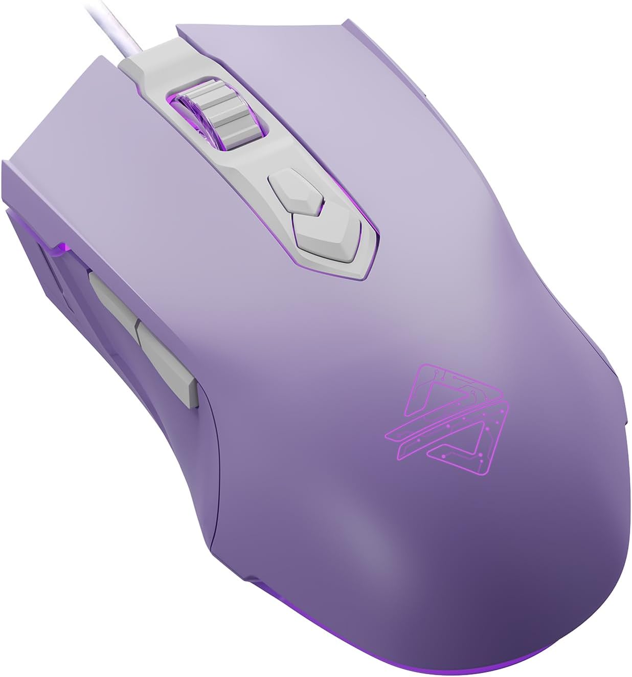 MOUSE PARA GAMING LOMILUSKR AJ52 RGB CABLEADO 7 BOTONES PROGRAMABLES 200-4800 DPI MORADO - 1