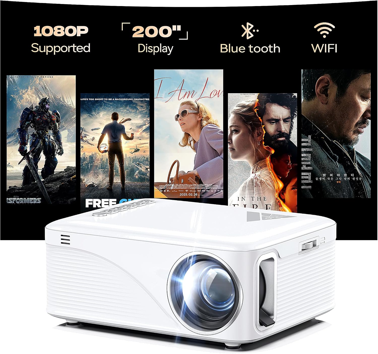 PROYECTOR PORTÁTIL NASIN VF330 CON WIFI Y BLUETOOTH 720P NATIVO 200 PULGADAS - 1