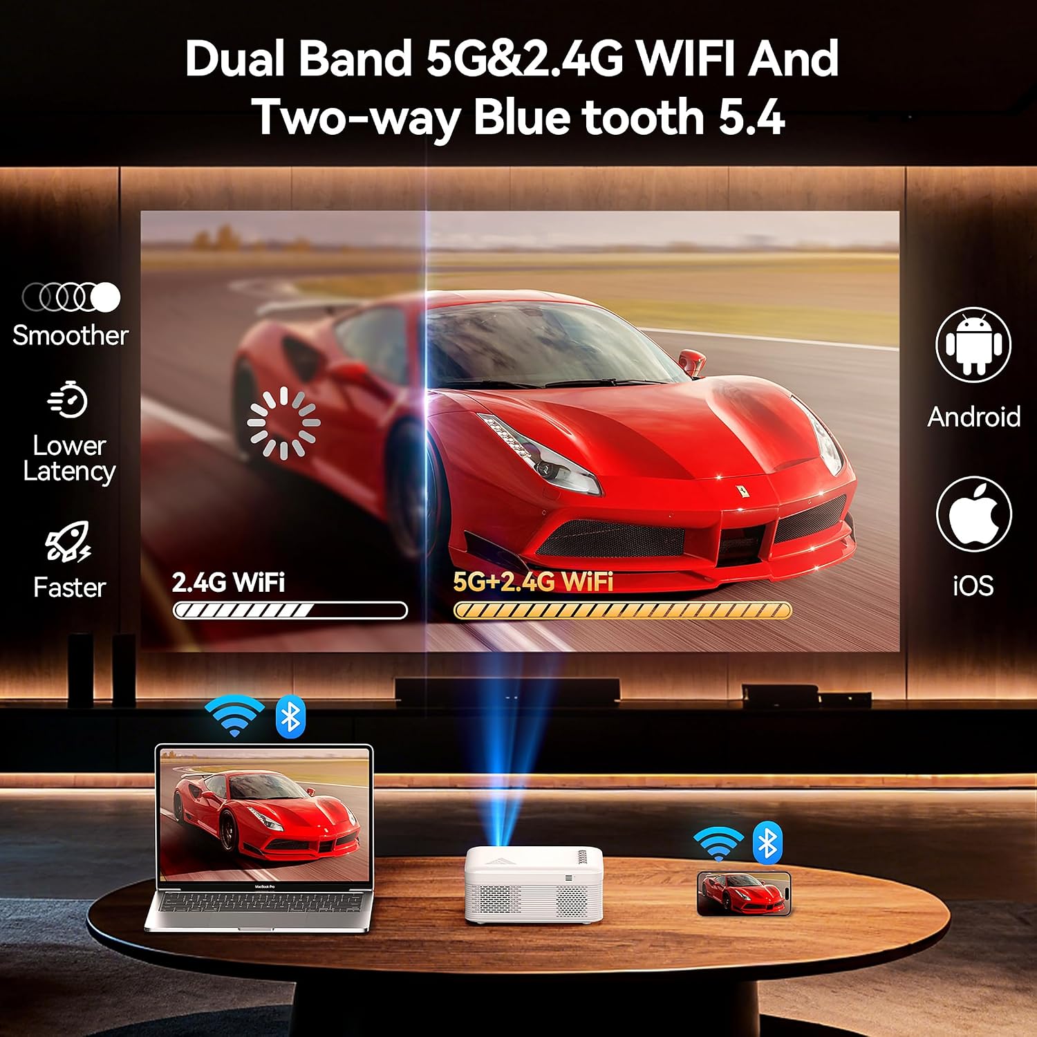 PROYECTOR PORTÁTIL NASIN VF330 CON WIFI Y BLUETOOTH 720P NATIVO 200 PULGADAS - 2