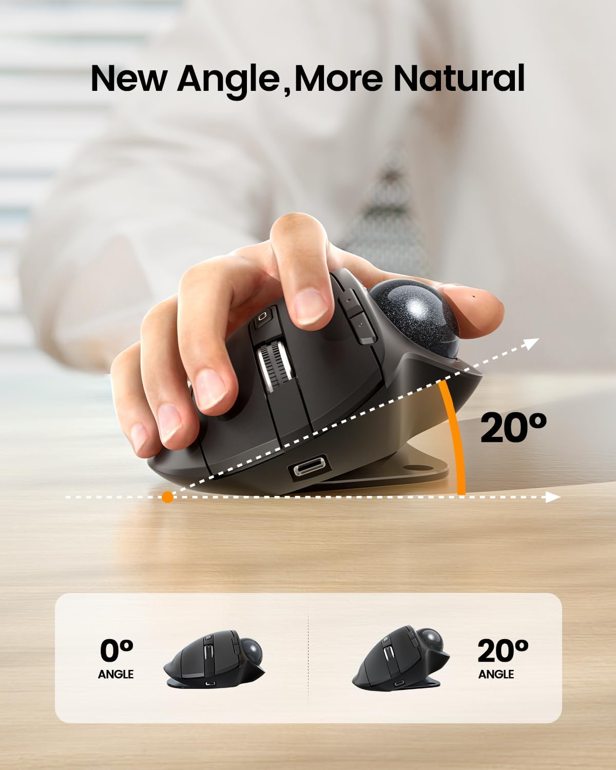 MOUSE TRACKBALL INALÁMBRICO PROTOARC EM01 NL GRIS - 2