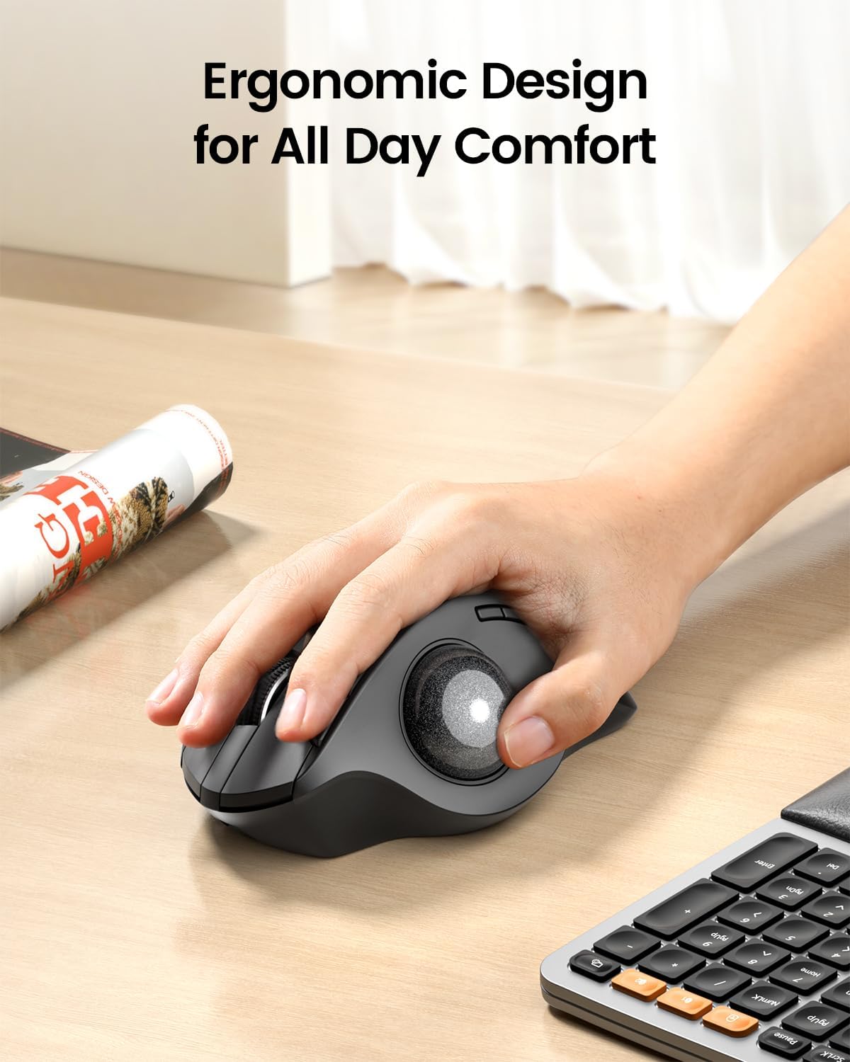 MOUSE TRACKBALL INALÁMBRICO PROTOARC EM01 NL GRIS - 3