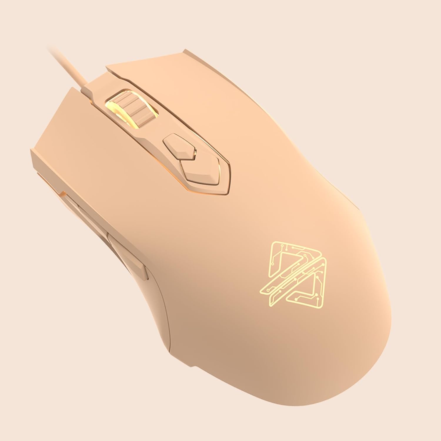 MOUSE GAMER LOMILUSKR AJ52 RGB CABLEADO 7 BOTONES PROGRAMABLES 200-4800 DPI AJUSTABLE LECHE TÉ - 1