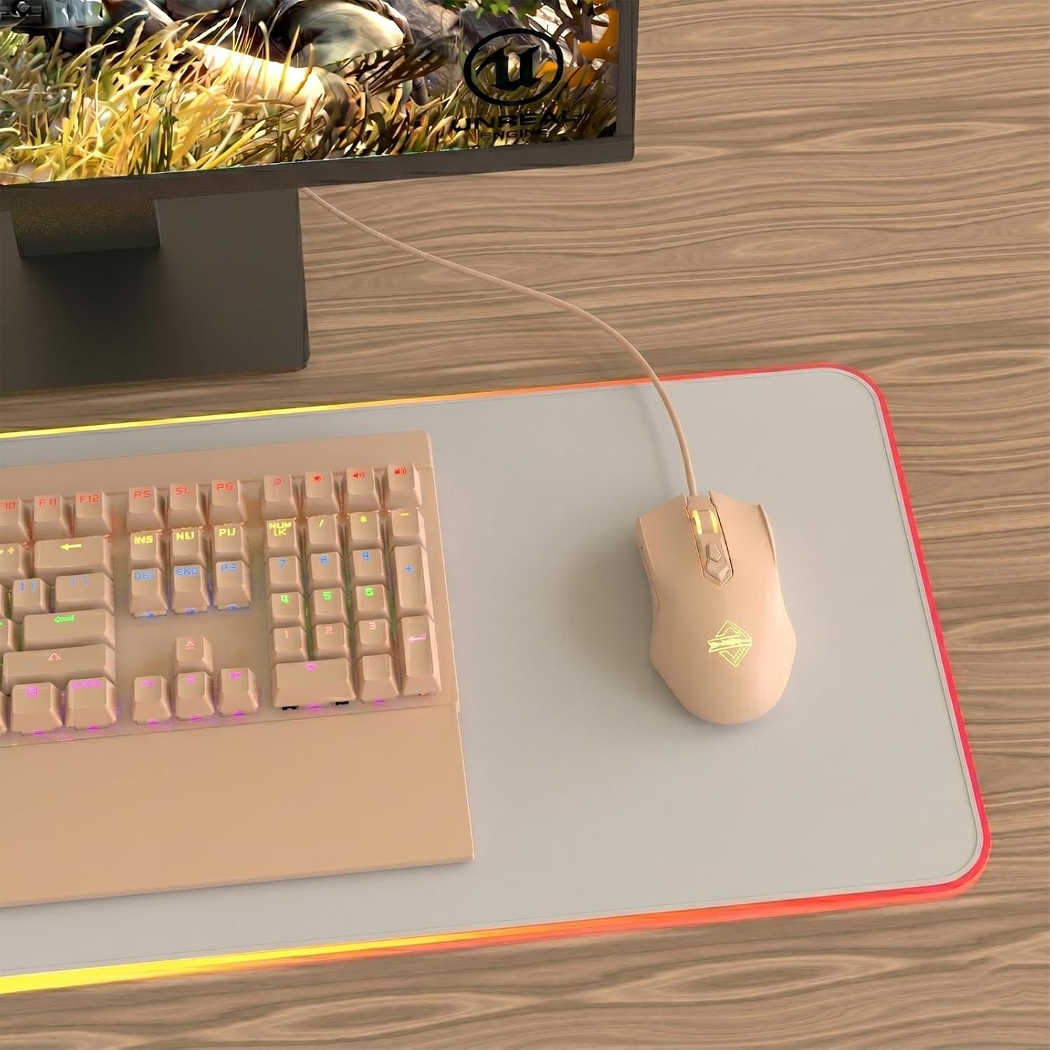 MOUSE GAMER LOMILUSKR AJ52 RGB CABLEADO 7 BOTONES PROGRAMABLES 200-4800 DPI AJUSTABLE LECHE TÉ - 4