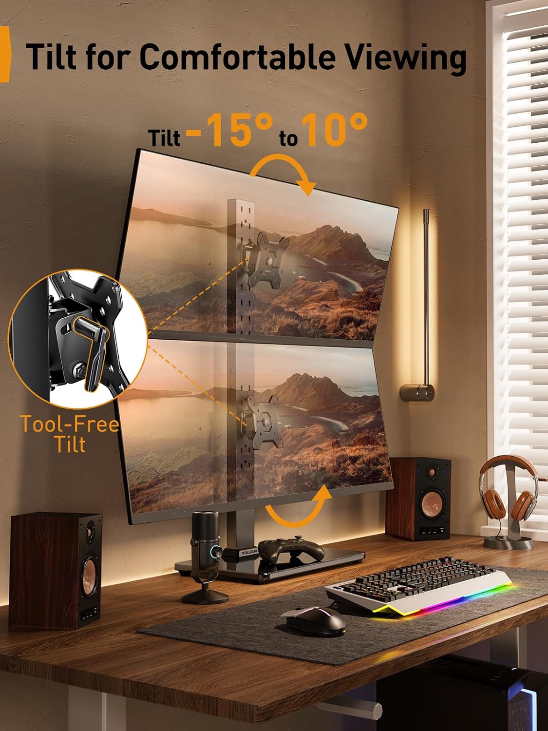 SOPORTE VERTICAL DOBLE PARA MONITORES PERLEGEAR 13-40 PULGADAS HASTA 20 KG - 3