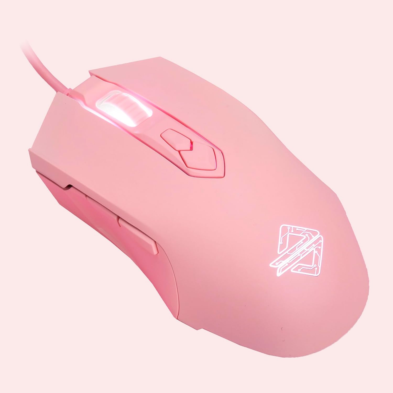 MOUSE GAMER LOMILUSKR AJ52 RGB CABLEADO 7 BOTONES 200-4800 DPI AJUSTABLE ROSA - 1